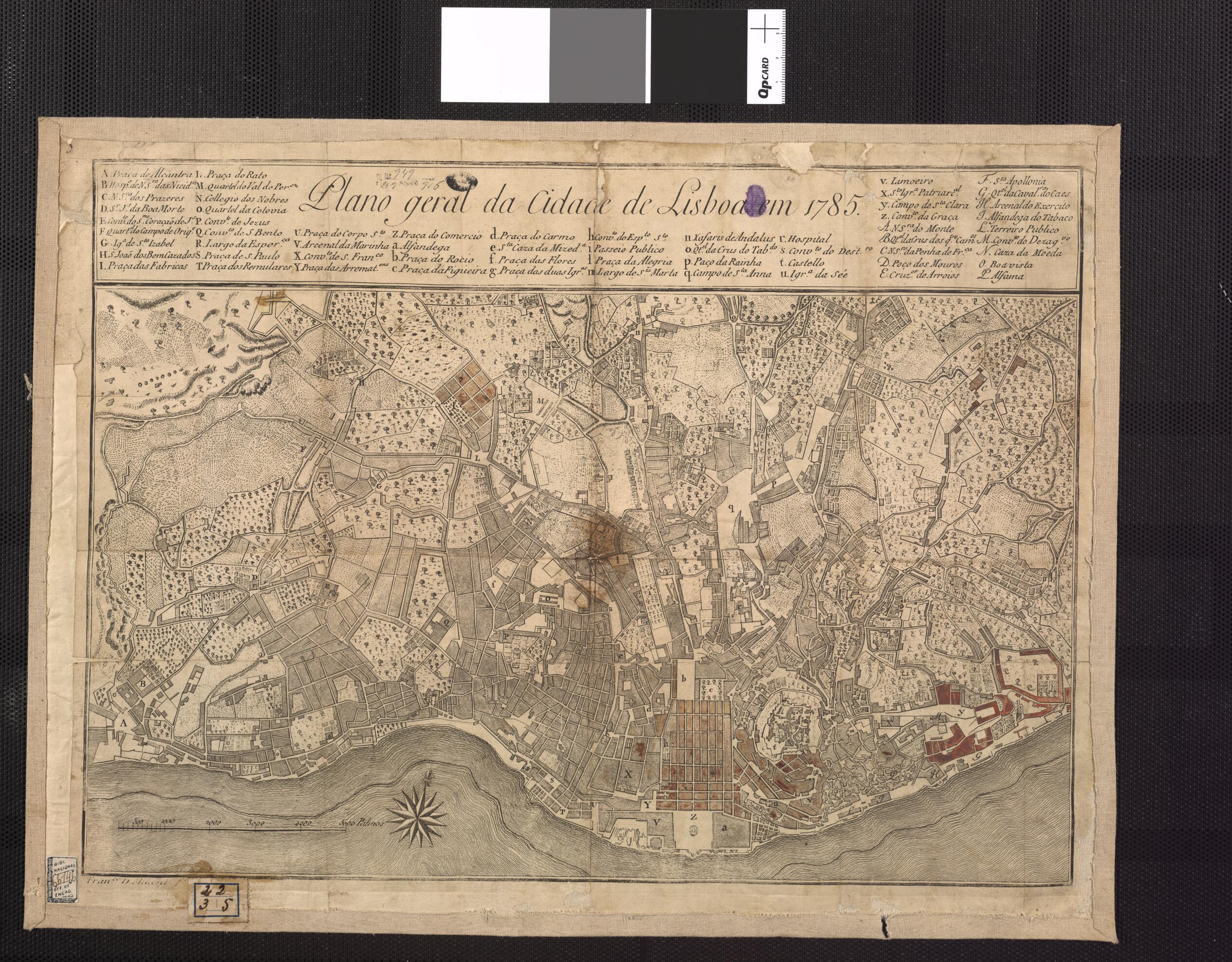 This old map of General Map of the City of Lisbon, from 1785. (Plano Geral Da Cidade De Lisboa Em from 1785) was created by Franc D. Milient in 1785