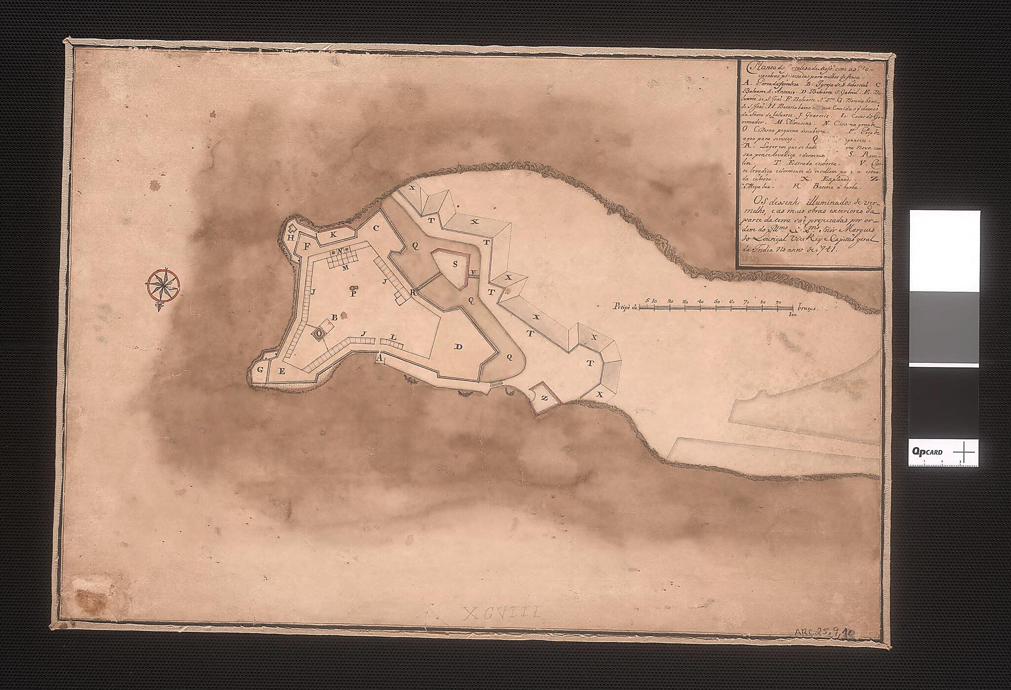 This old map of Map of the Fortress of Mozambique With New Works Projected for Better Defense. (Planta Da Fortaleza De Mosse. Moçambique Com As Novas Obras Projectadas Para Melhor Defença) from 1741 was created by in 1741