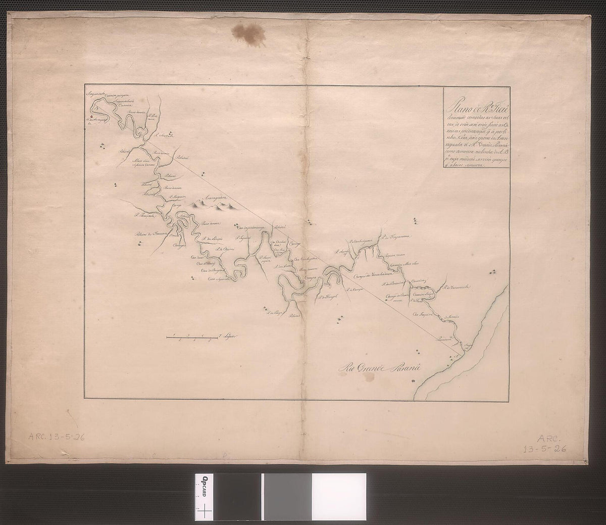 Plan of the Tietê River Summarized With All Its Turns: Waterfalls Are from Port of the Araritaguaba Up to the Big Paraná River. (Plano Do Rio Tietê Resumido Com Todas As Suas Voltas : De Onde Se Vê Onde Ficam As Caxoeiras E a Distancia Q. a Por Li... by Relic Map Company