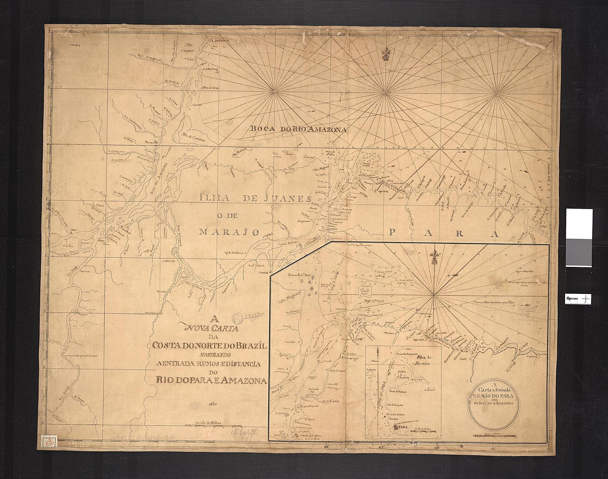 This old map of The New Map of the North of the Coast of Brazil Showing Distances of the Pará and Amazon Rivers. (A Nova Carta Do Norte Da Costa Do Brazil Mostrando a Entrada Rumos E Distancia Do Rio Do Para E Amazonas) from 1810 was created by in 1810