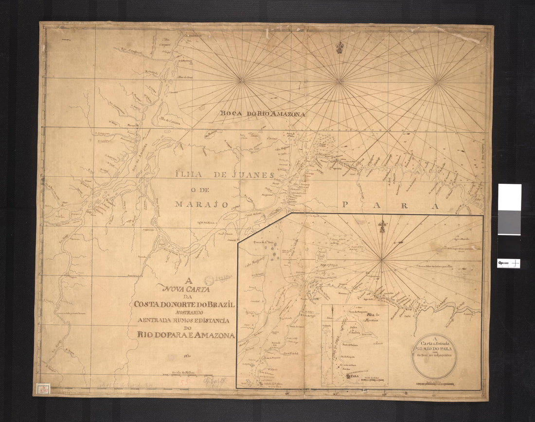 This old map of The New Map of the North of the Coast of Brazil Showing Distances of the Pará and Amazon Rivers. (A Nova Carta Do Norte Da Costa Do Brazil Mostrando a Entrada Rumos E Distancia Do Rio Do Para E Amazonas) from 1810 was created by in 1810