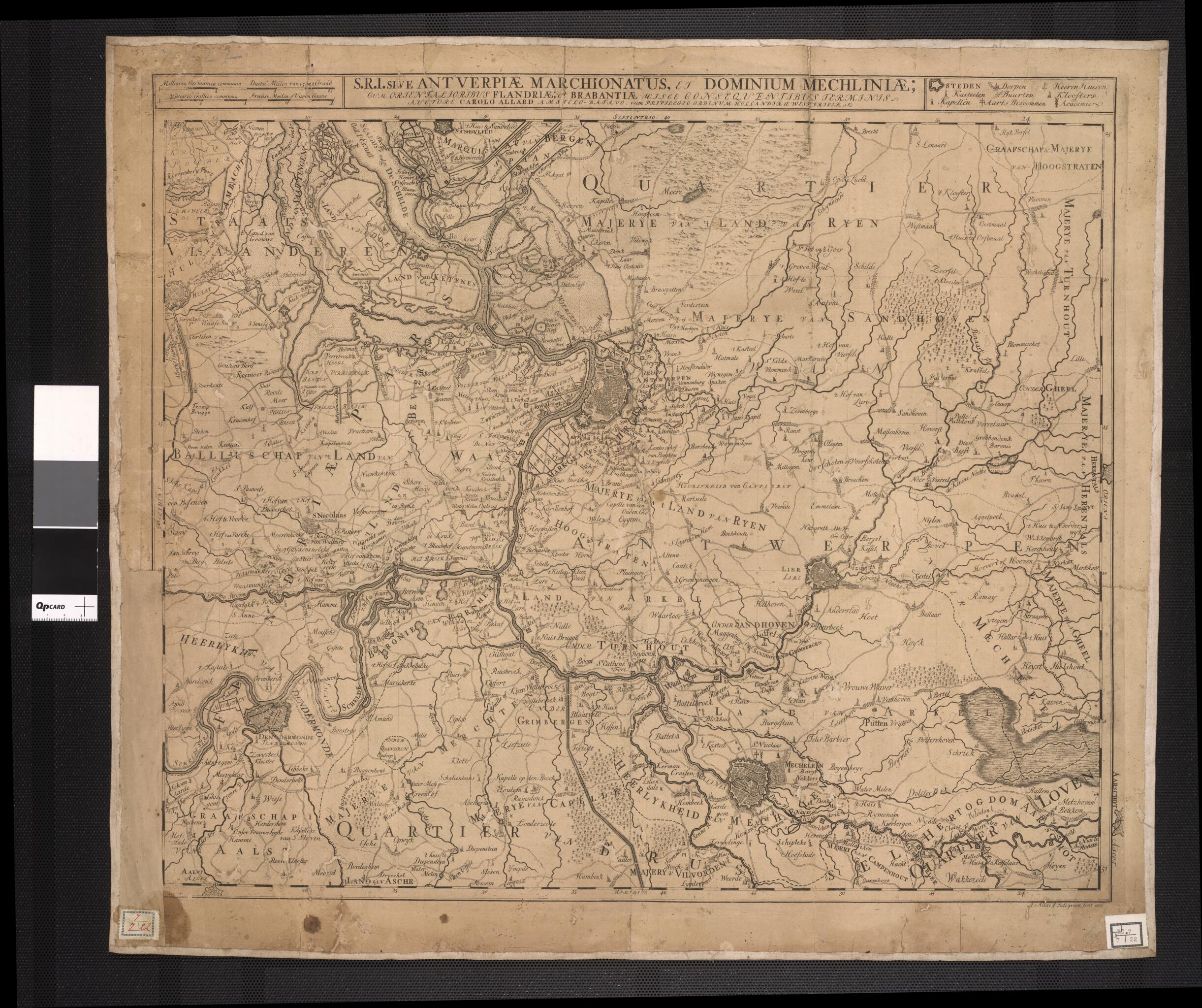 This old map of The Holy Roman Empires Duchy of Antwerp and the Dominium of Malines: With the Eastern Flemish Areas and the Boundaries of Brabant Following from These. (Sacri Romani Imperii Sive Antverpiae Marchionatus Et Dominium Mechliniae : Cum Orient