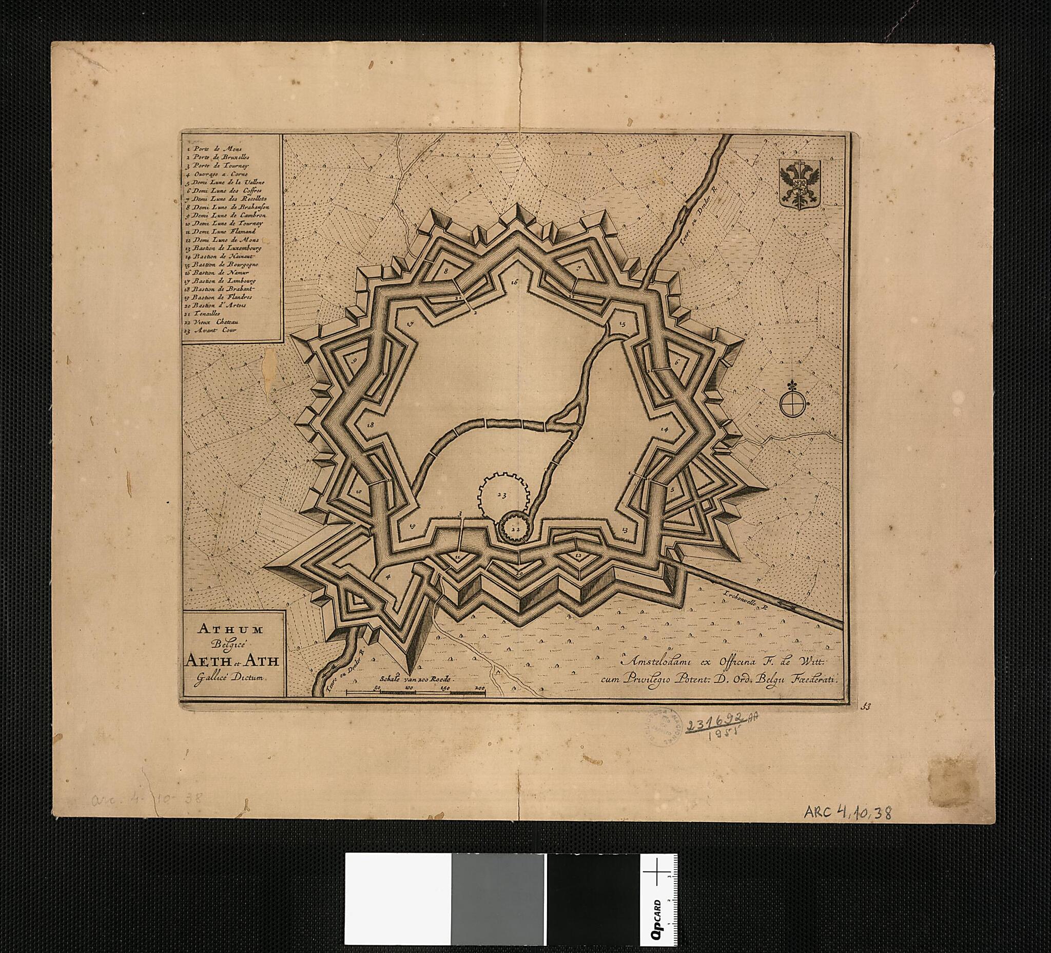 This old map of Belgian Ath, Called Aeth and Ath In French / F. De Witt. (Athum Belgicé Aeth Et Ath Gallicé Dictum / F. De Witt) from 1694 was created by Frederik De Wit in 1694