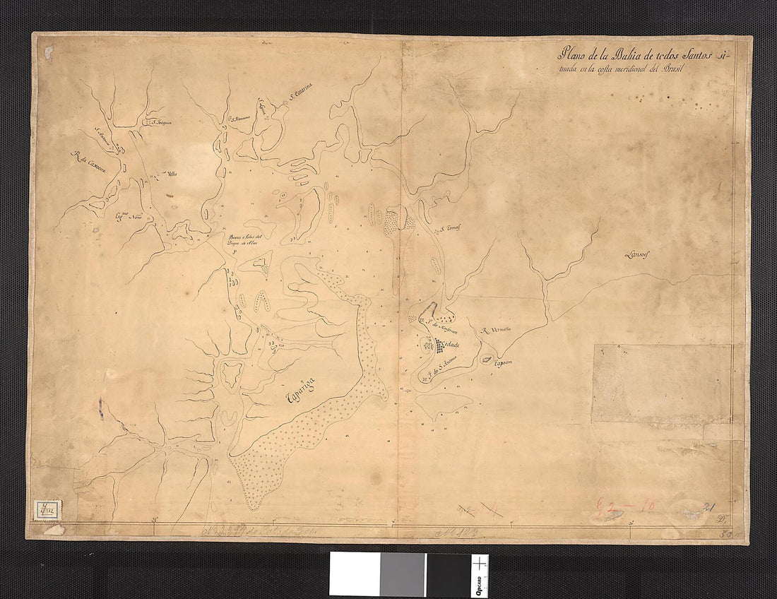 This old map of Map of All Saints Bay In the South of Brazil. (Plano De La Bahia De Todos Os Santos Situada En La Orla Meridional Del Brasil) from 1800 was created by in 1800