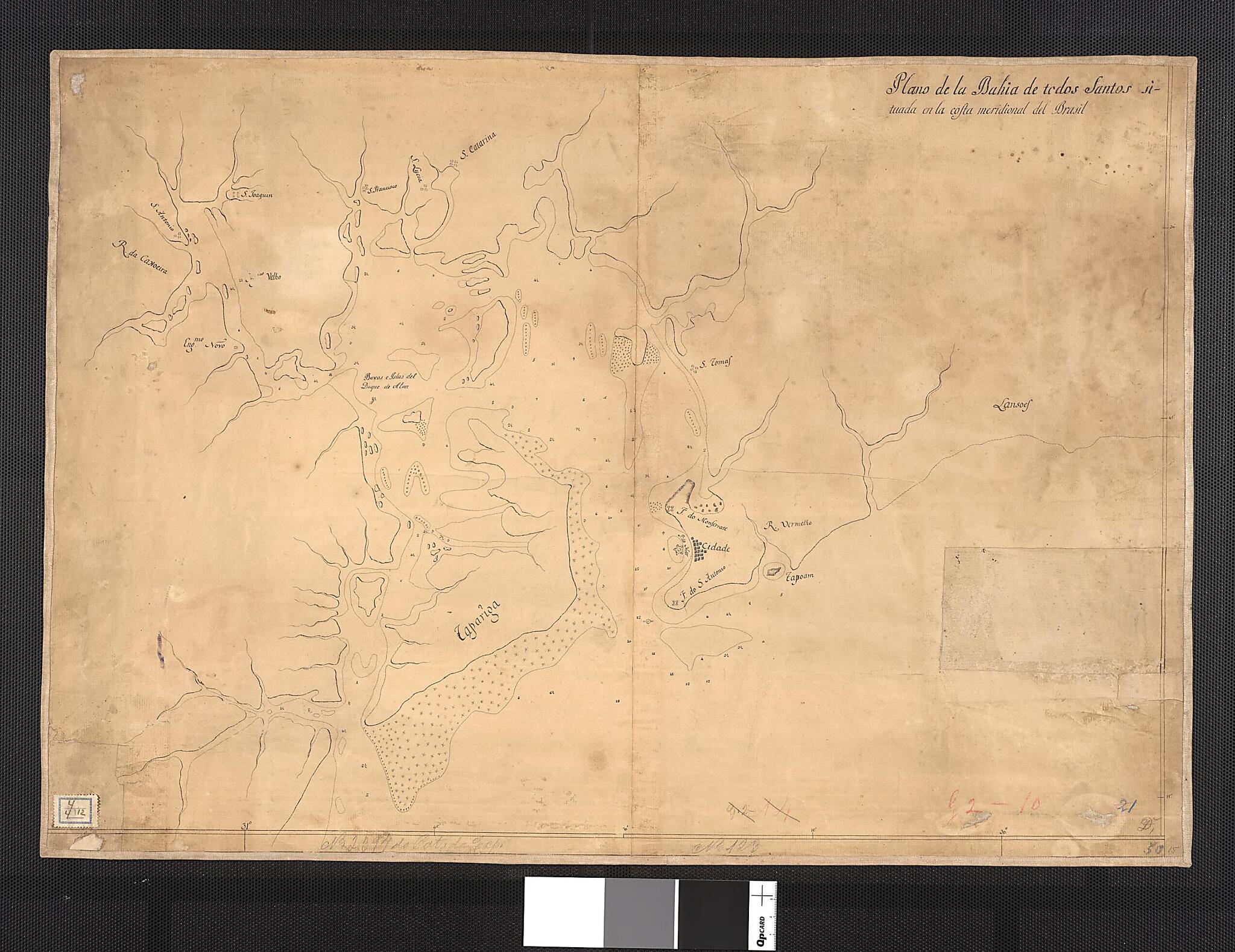 This old map of Map of All Saints Bay In the South of Brazil. (Plano De La Bahia De Todos Os Santos Situada En La Orla Meridional Del Brasil) from 1800 was created by in 1800