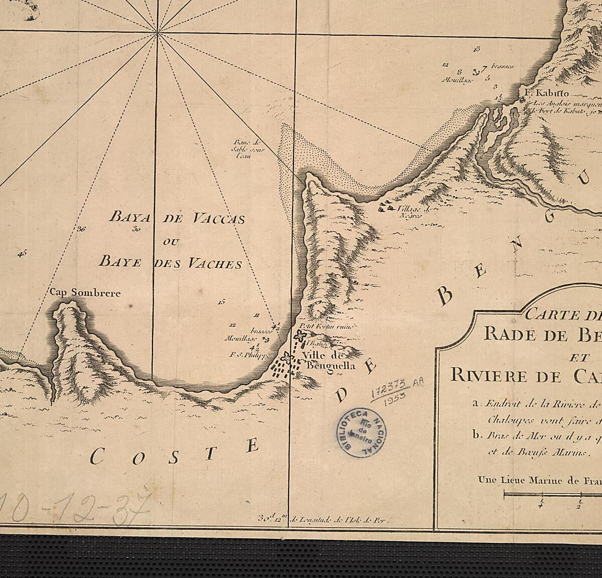 This old map of Map of the Bay of Benguela and the Cantonbelle River. (Carte De La Rade De Benguela Et Riviere De Cantonbelle) from 1700 was created by  Nicolas in 1700