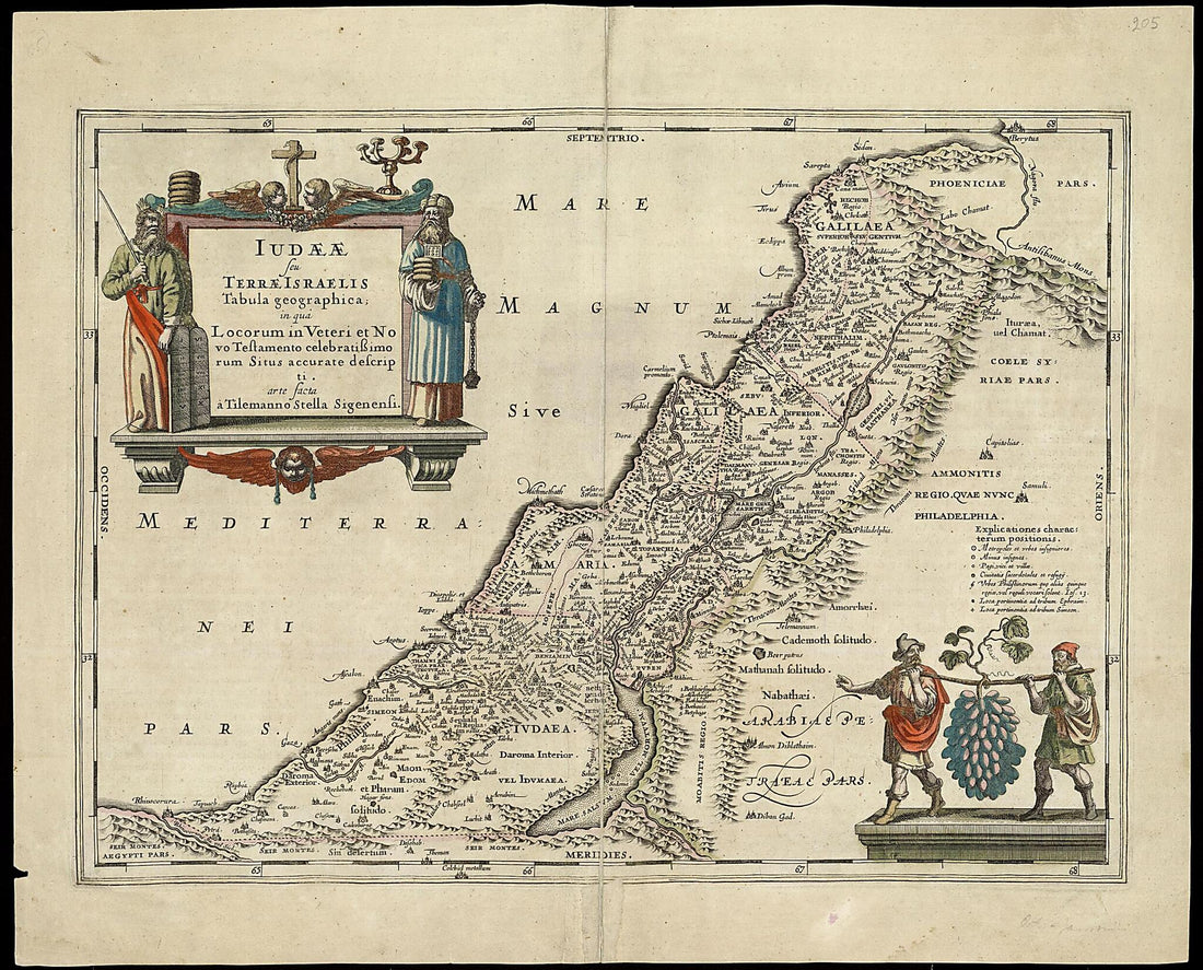 This old map of A Geographical Rendering of Judaea, Or the Land of Israel, In Which the Positions of the Most Famous Places In the Old and New Testament Are Precisely Depicted. (Iudaeae Seu Terrae Israelis Tabula Geographica; In Qua Locorum In Veteri Et