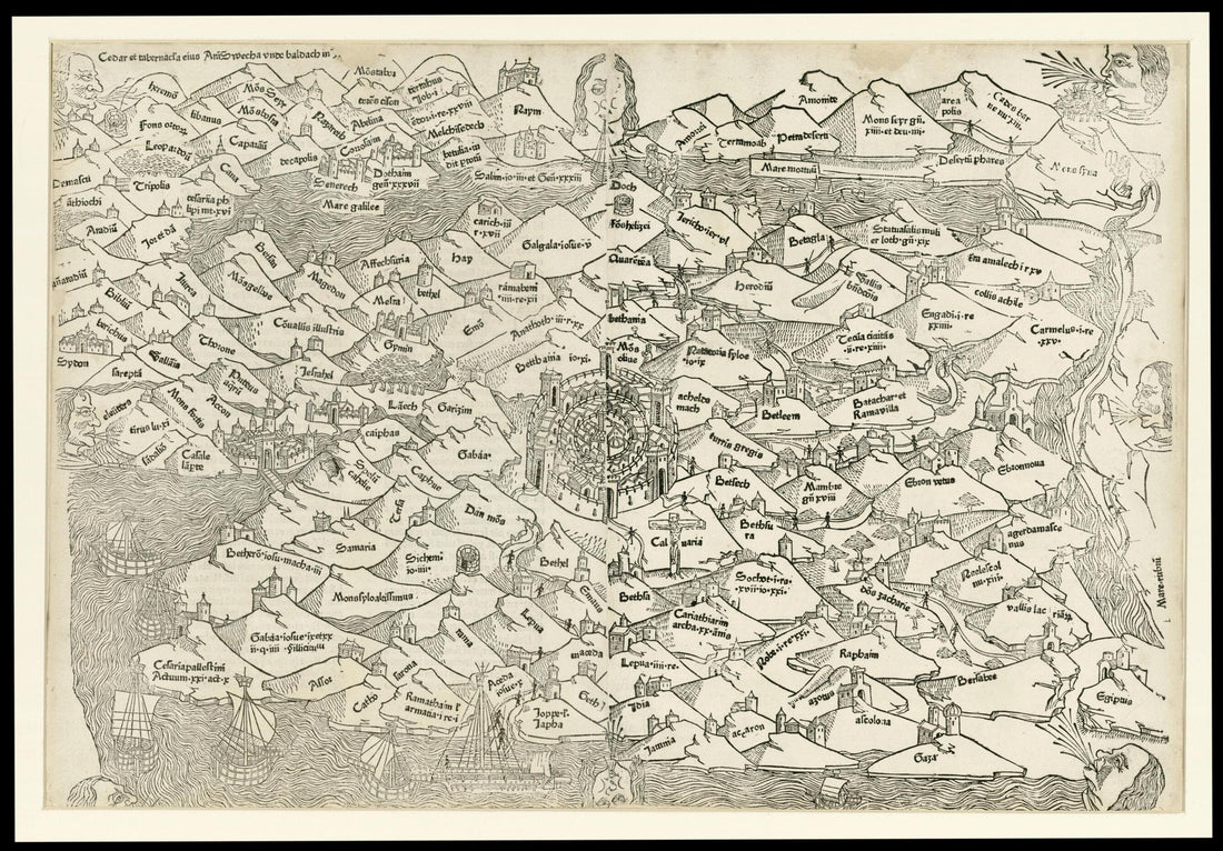 This old map of Palestine from 1475 was created by Lucas Brandis De Schass, 13th Century Burchardus De Monte Sion in 1475