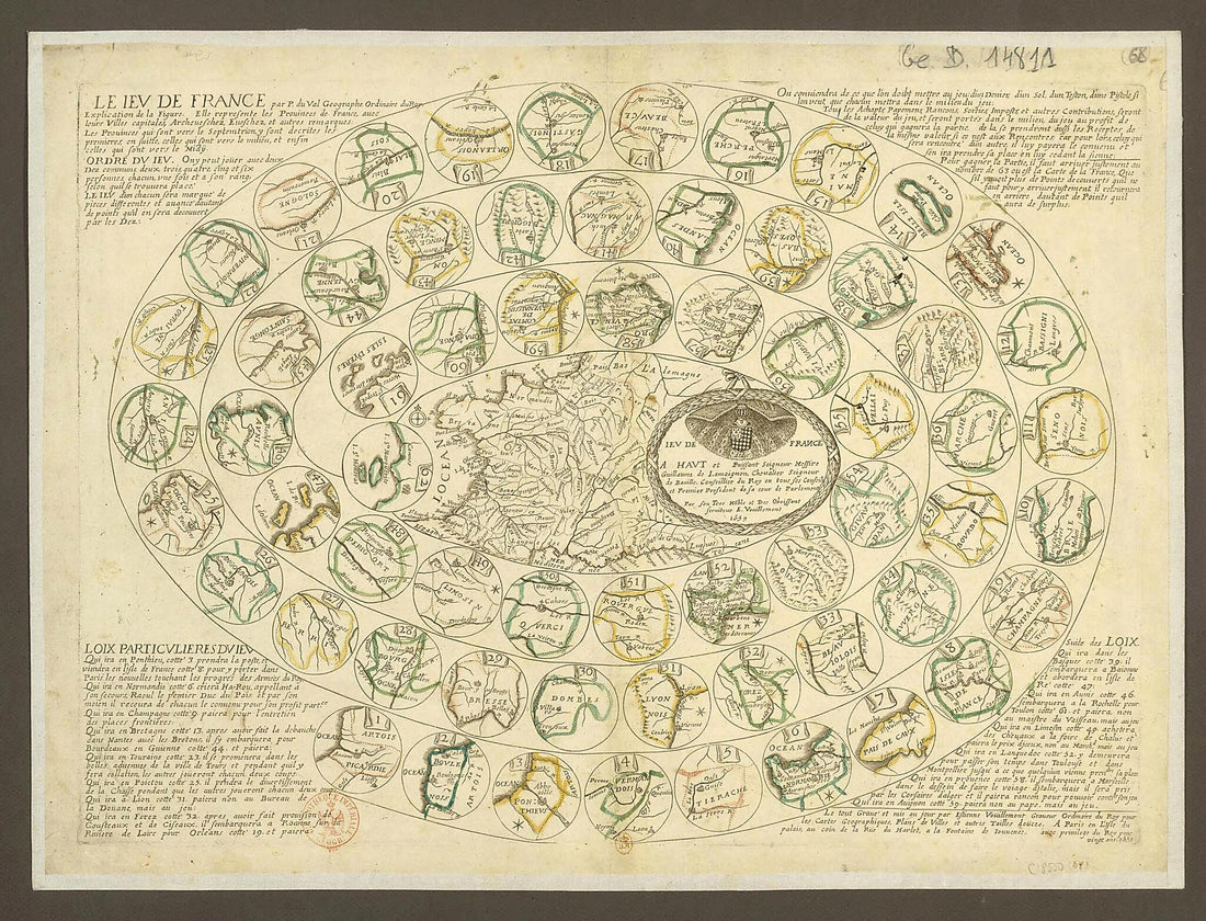This old map of The Game of France. (Le Jeu De France) from 1659 was created by Pierre Duval in 1659