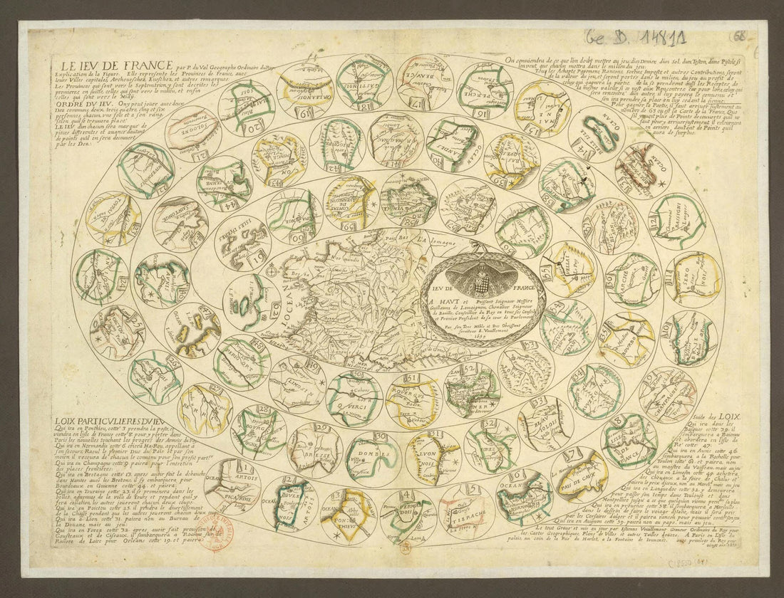 This old map of The Game of France. (Le Jeu De France) from 1659 was created by Pierre Duval in 1659