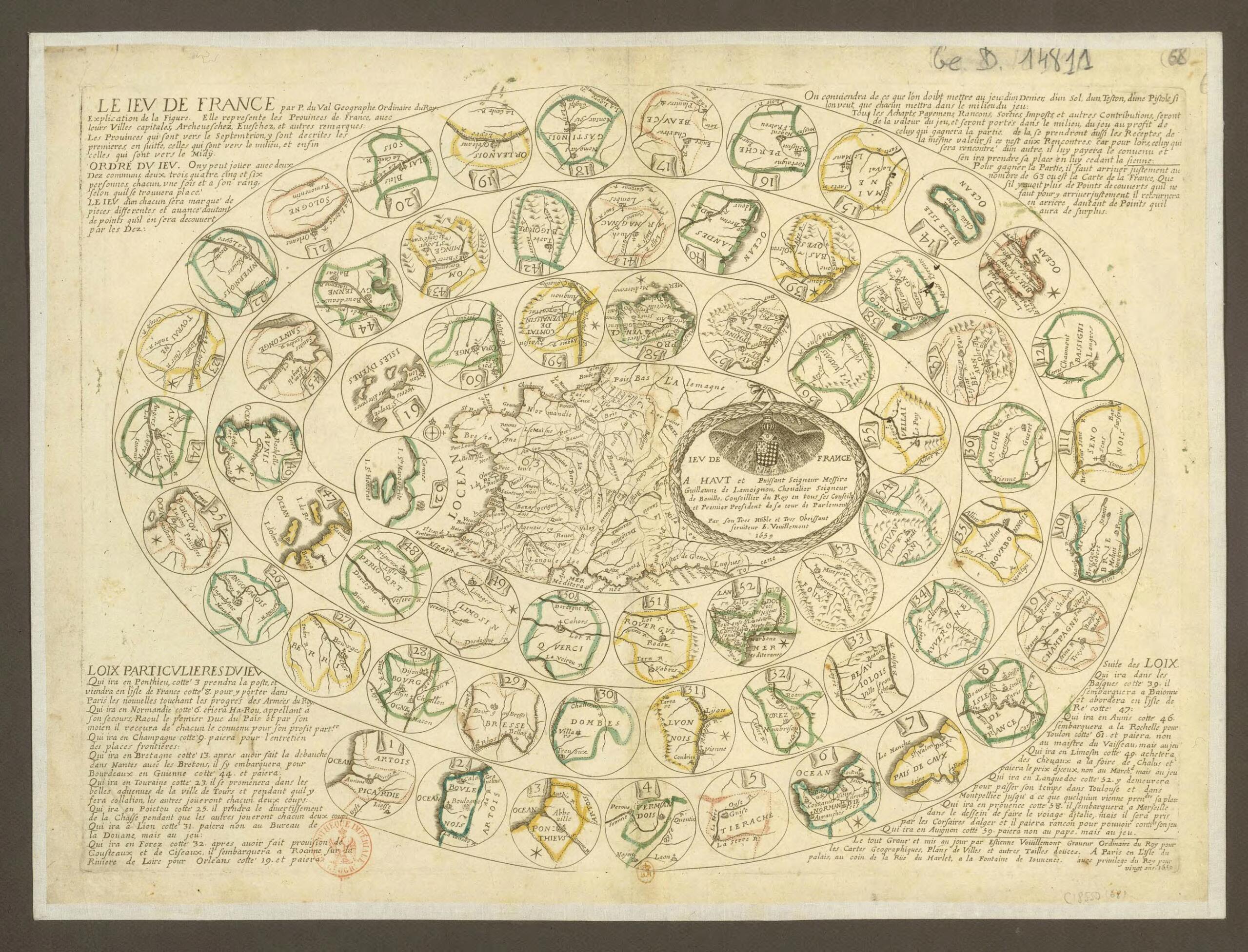 This old map of The Game of France. (Le Jeu De France) from 1659 was created by Pierre Duval in 1659
