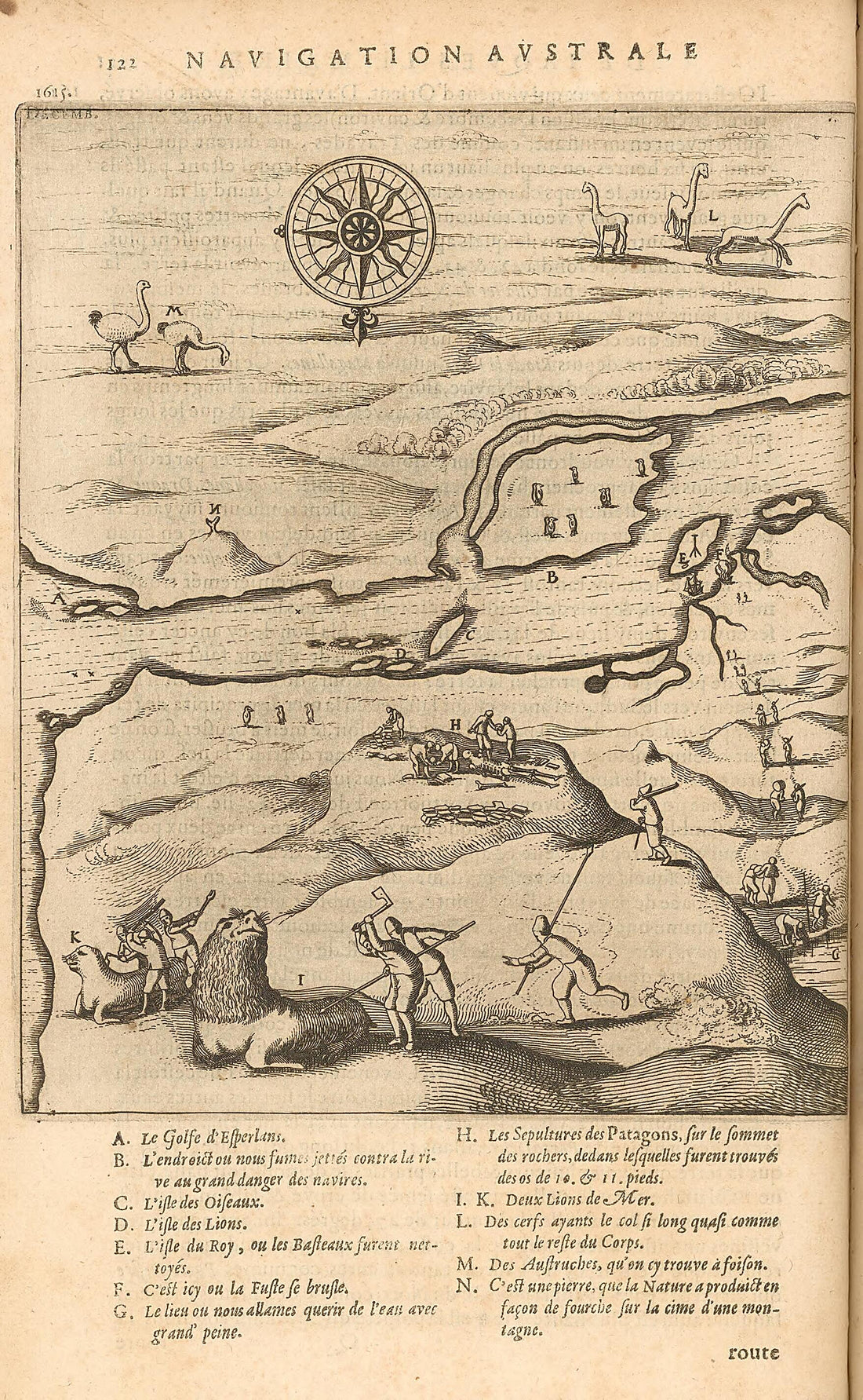 This old map of Map of the Strait of Magellan Developed by the Schouten and Le Maire Expedition, 1616. (Mapa Del Estrecho De Magallanes Elaborado Por La Expedición De Schouten Y Le Maire, 1616) from 1622 was created by Antoine De Herrera Y Tordesillas,
