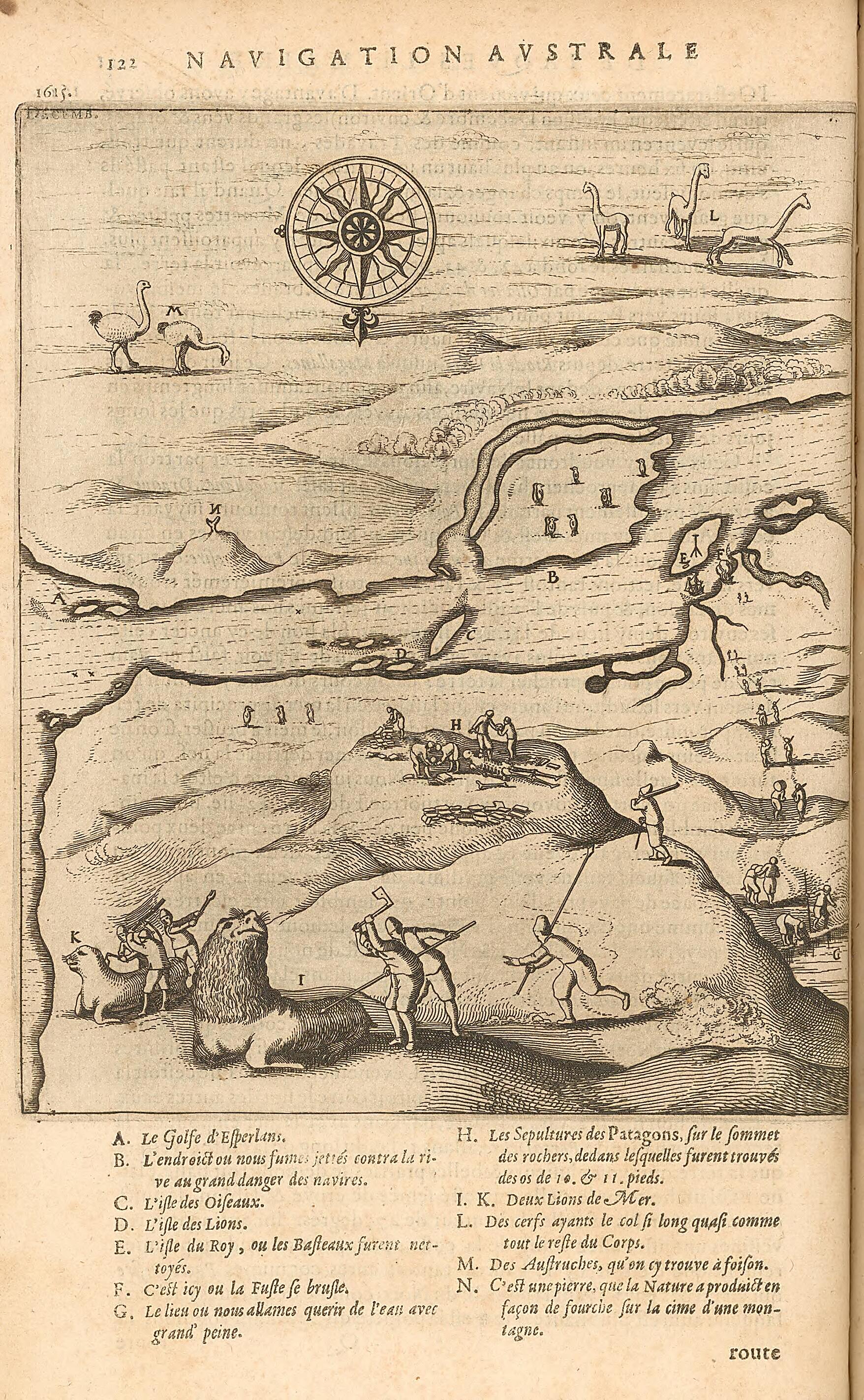 This old map of Map of the Strait of Magellan Developed by the Schouten and Le Maire Expedition, 1616. (Mapa Del Estrecho De Magallanes Elaborado Por La Expedición De Schouten Y Le Maire, 1616) from 1622 was created by Antoine De Herrera Y Tordesillas,