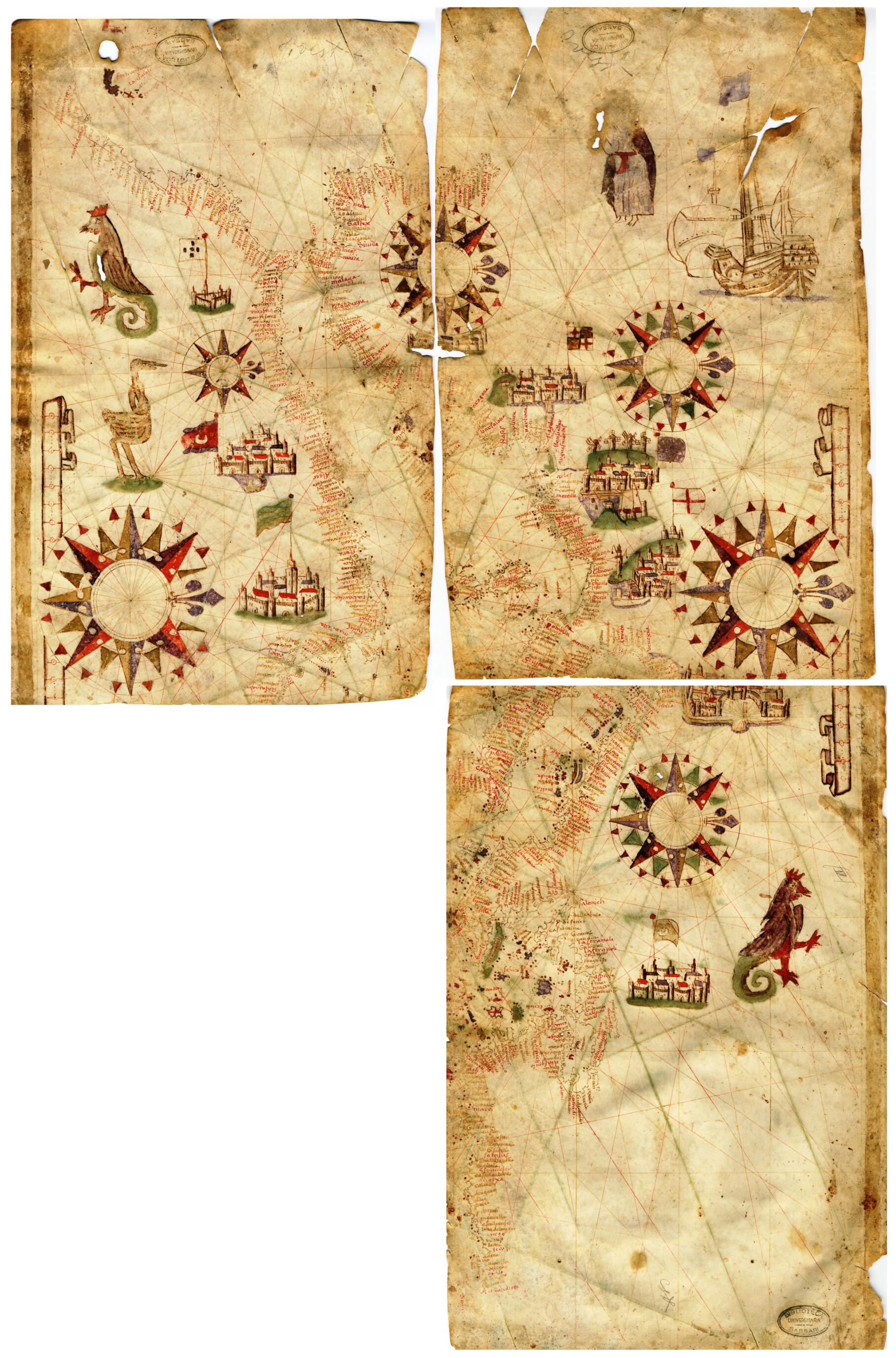 This old map of Nautical Chart of the Mediterranean Basin. (Carta Nautica Del Bacino Del Mediterraneo) from 1553 was created by Mateus Prunes in 1553