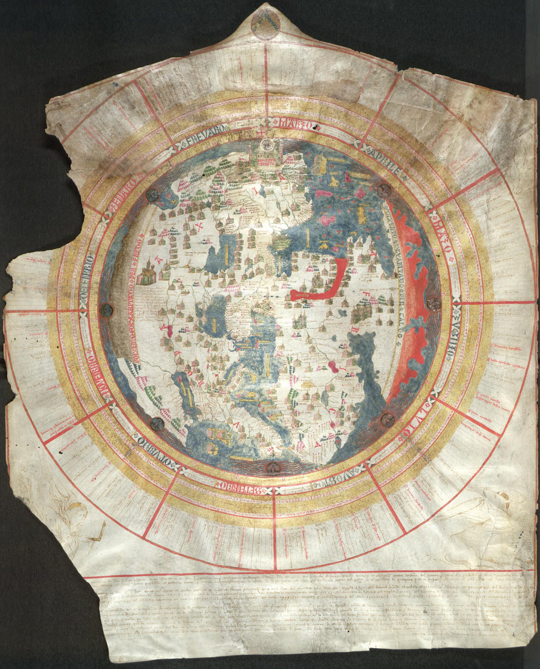 This old map of Mappamundi from 1452 was created by Giovanni Leardo in 1452