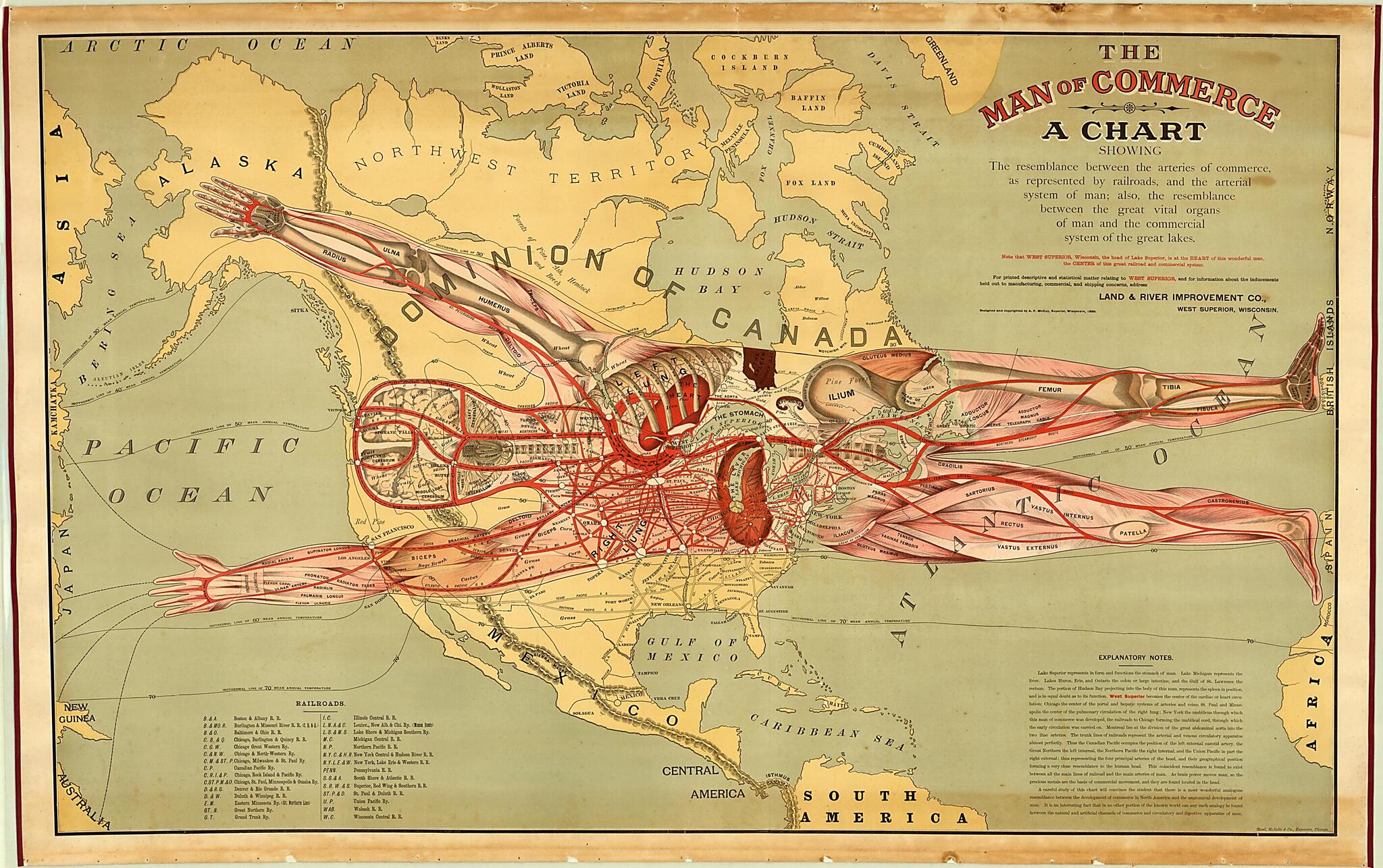 This old map of The Man of Commerce from 1889 was created by A. F. (Augustus F.) McKay, Rand McNally and Company in 1889
