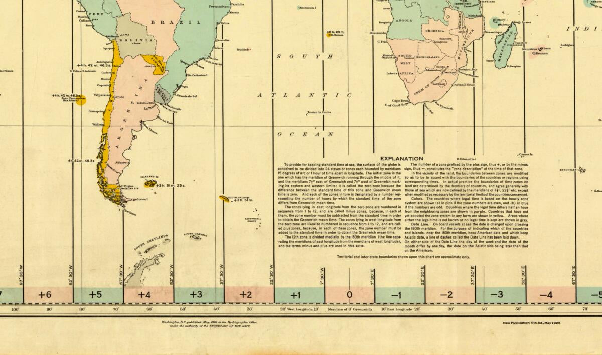 This old map of Time Zone Chart of the World from 1927 was created by Charles A. (Charles Augustus) Lindbergh,  United States. Hydrographic Office in 1927