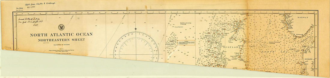 This old map of North Atlantic Ocean: Northeastern Sheet portion from 1922 was created by Charles A. (Charles Augustus) Lindbergh, United States. Hydrographic Office in 1922