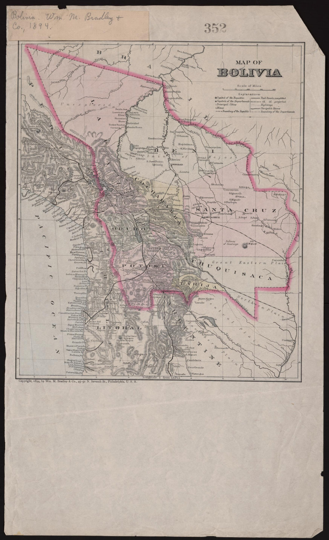 This old map of Map of Bolivia from 1894 was created by in 1894