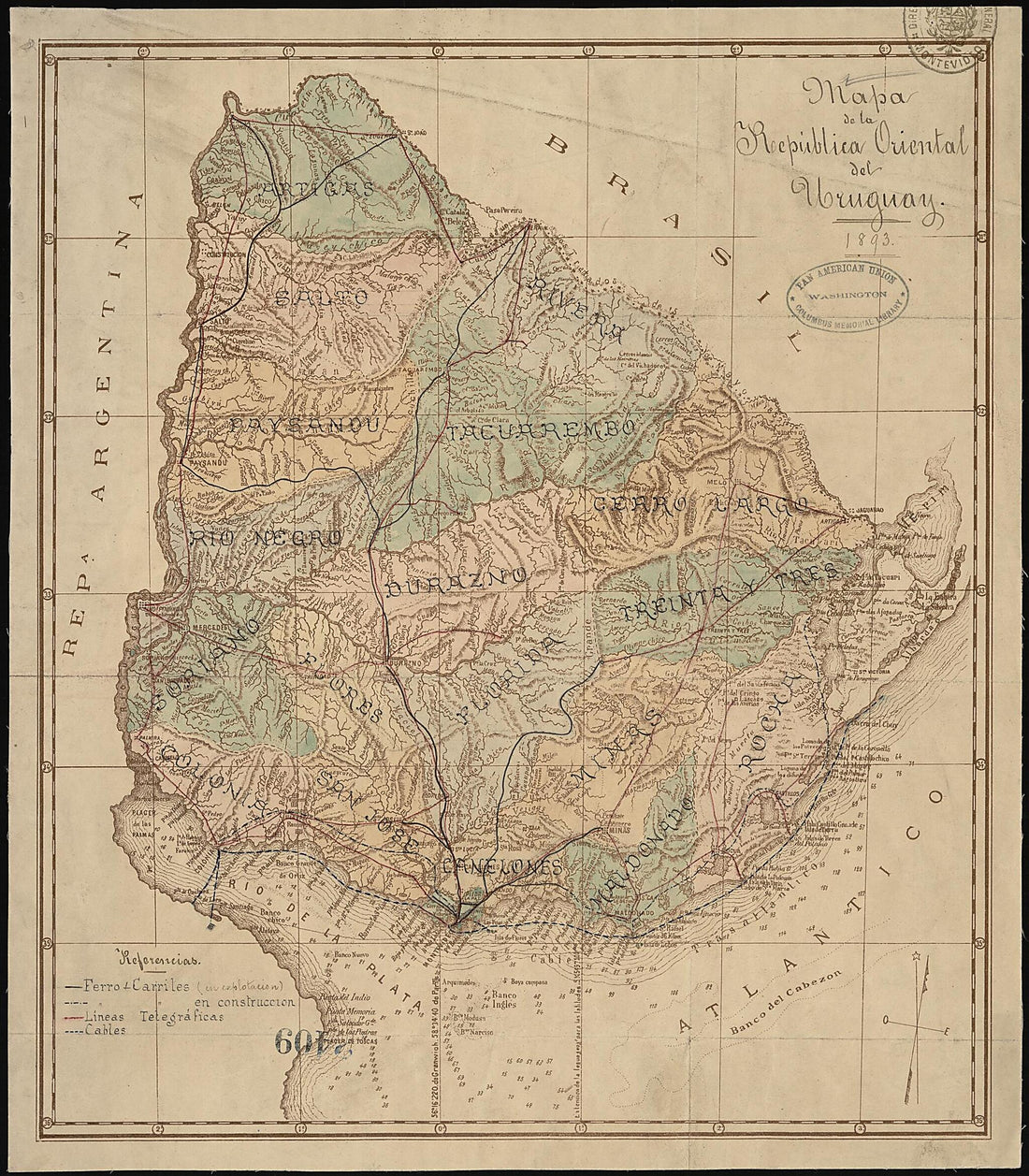 This old map of Map of the Eastern Republic of Uruguay, from 1893. (Mapa De La República Oriental Del Uruguay, from 1893) was created by in 1893