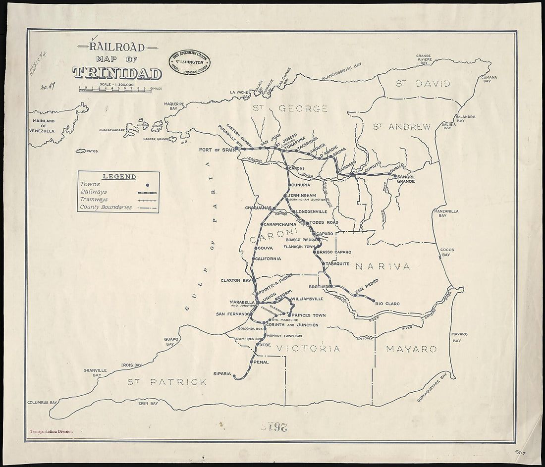 This old map of Railroad Map of Trinidad from 1925 was created by Chamber of Commerce of the United States of America. Transportation and Communication Department in 1925