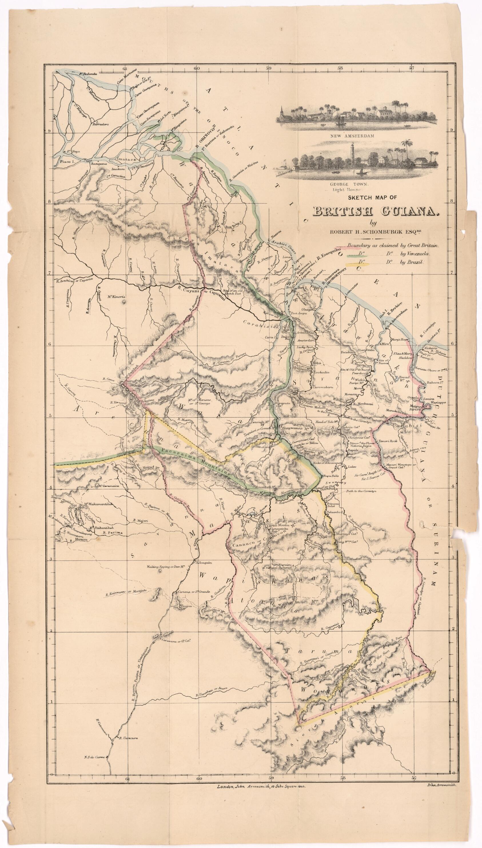 This old map of Sketch Map of British Guiana from 1840 was created by Robert H. (Robert Hermann) Schomburgk in 1840