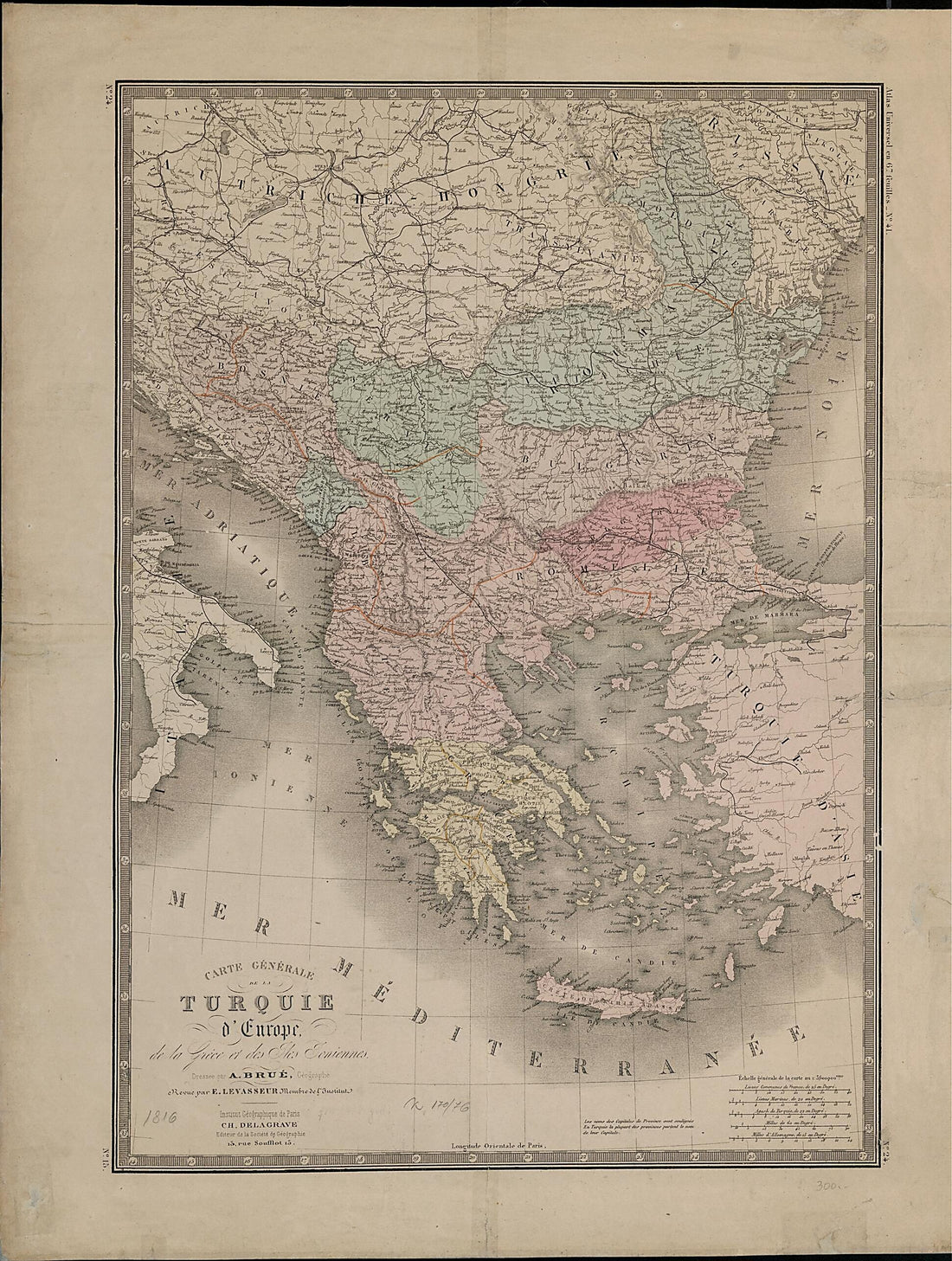 This old map of General Map of European Turkey, Greece and the Ionian Islands. (Carte Générale De La Turquie D&