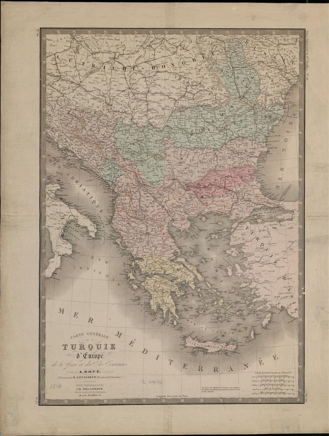 This old map of General Map of European Turkey, Greece and the Ionian Islands. (Carte Générale De La Turquie D&