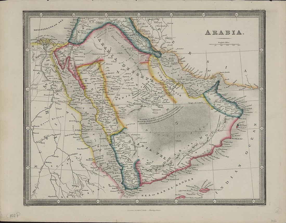 This old map of Arabia from 1856 was created by in 1856