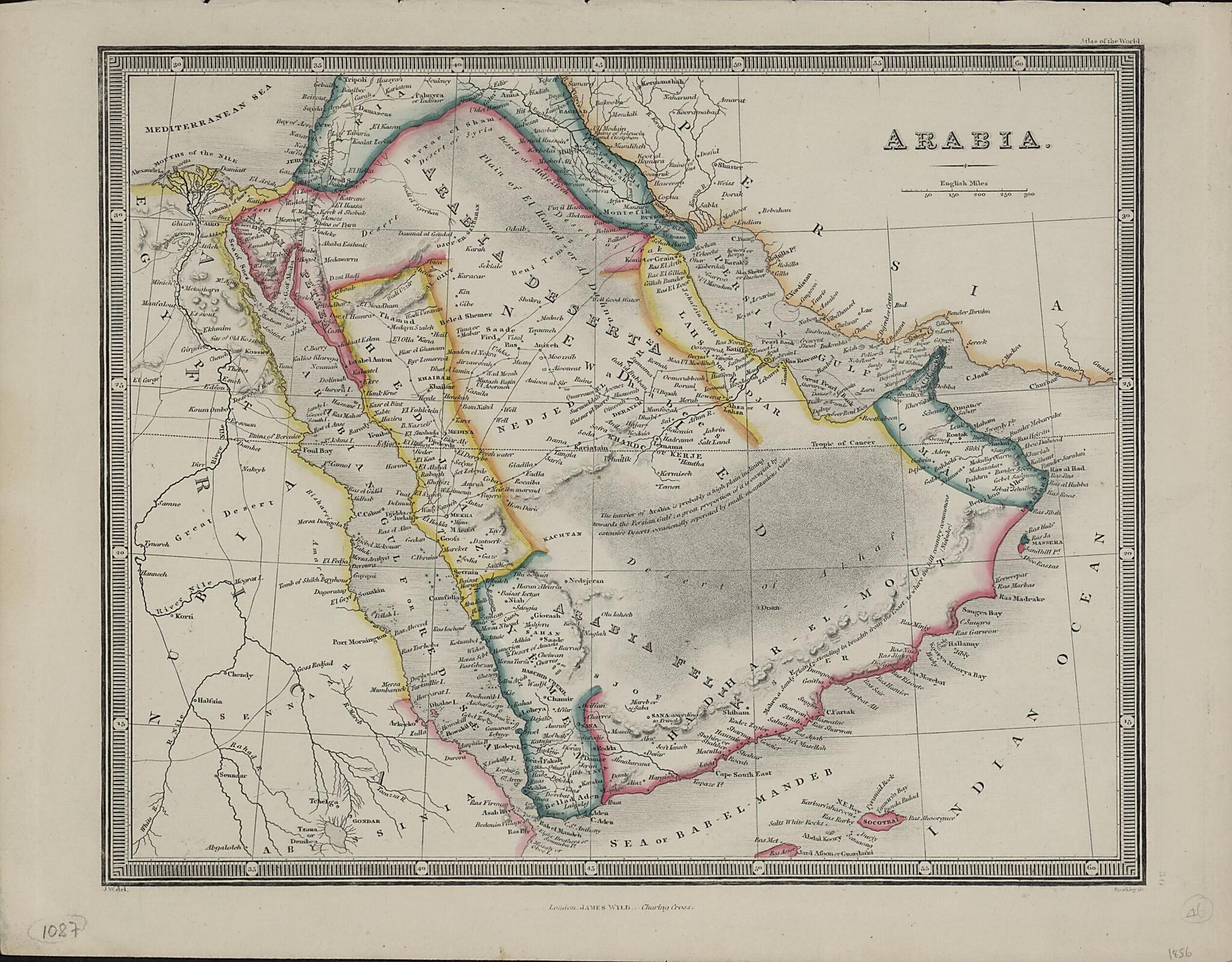 This old map of Arabia from 1856 was created by in 1856