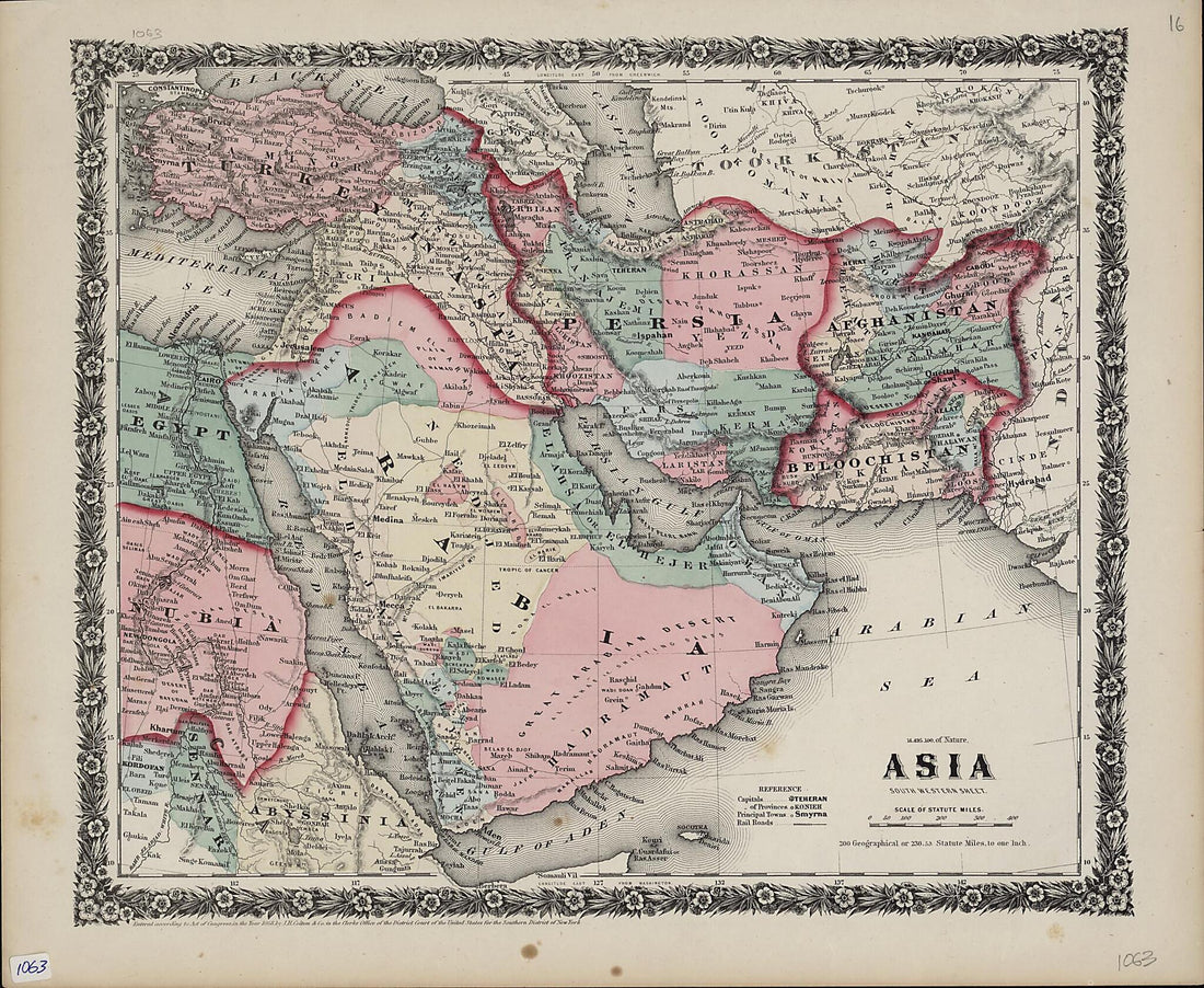 This old map of Asia: South Western Sheet from 1858 was created by G. Woolworth (George Woolworth) Colton, J.H. Colton & Company in 1858