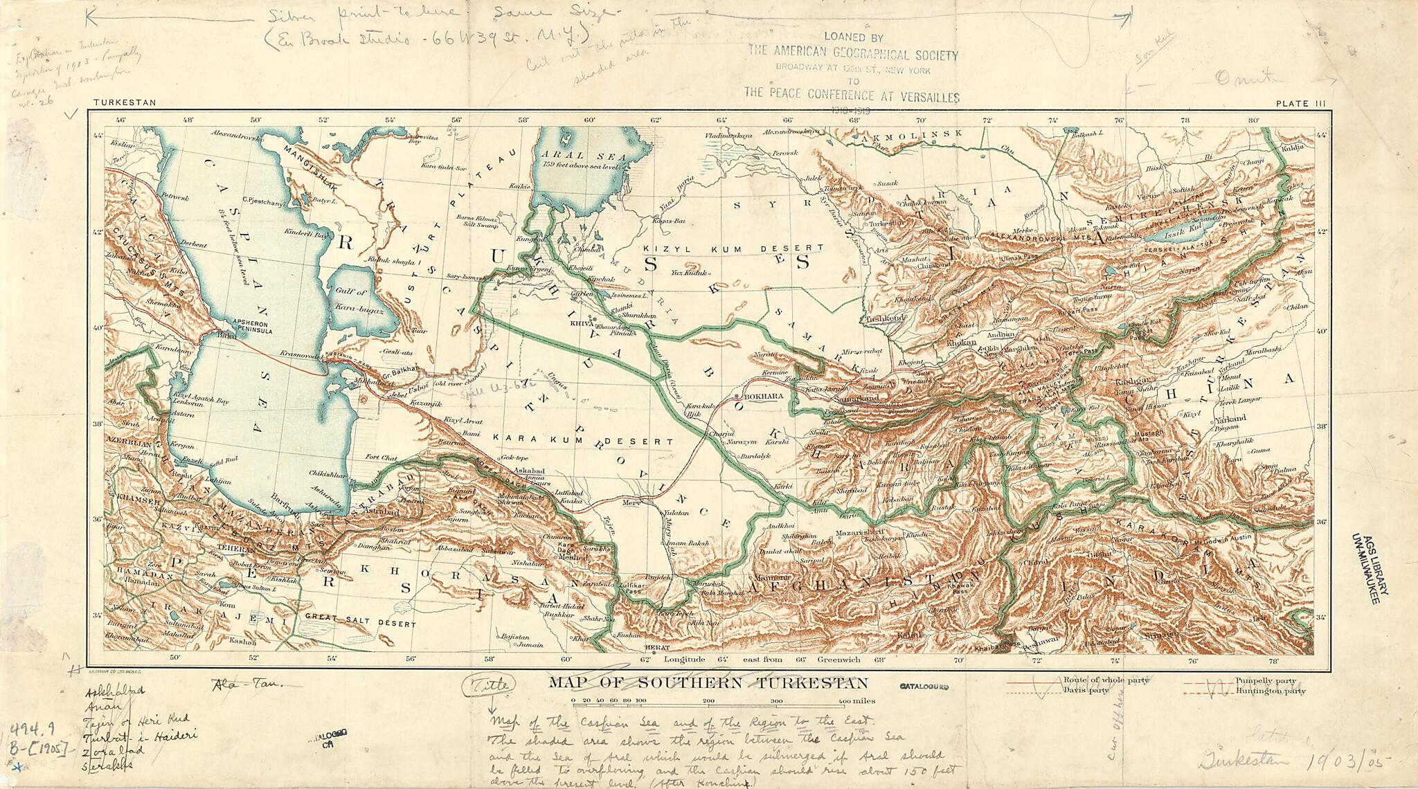 This old map of Map of Southern Turkestan from 1905 was created by Carnegie Institution of Washington, United States. Department of State in 1905