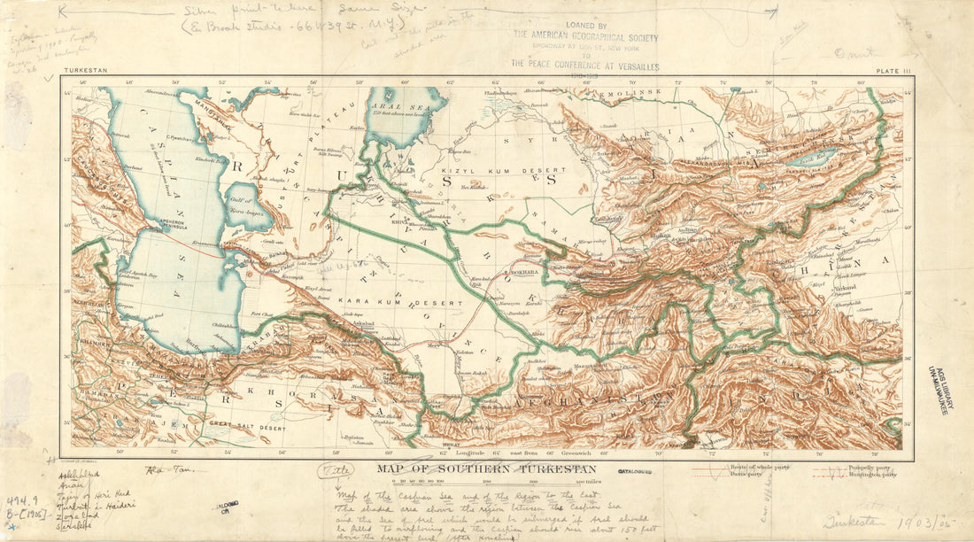 This old map of Map of Southern Turkestan from 1905 was created by Carnegie Institution of Washington, United States. Department of State in 1905