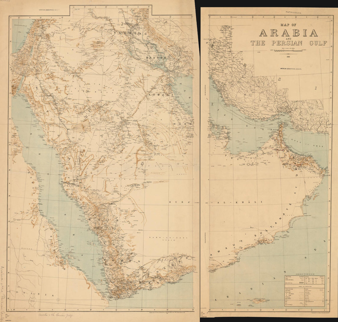 This old map of Map of Arabia and the Persian Gulf from 1917 was created by Sidney Gerald Burrard, Survey of India in 1917
