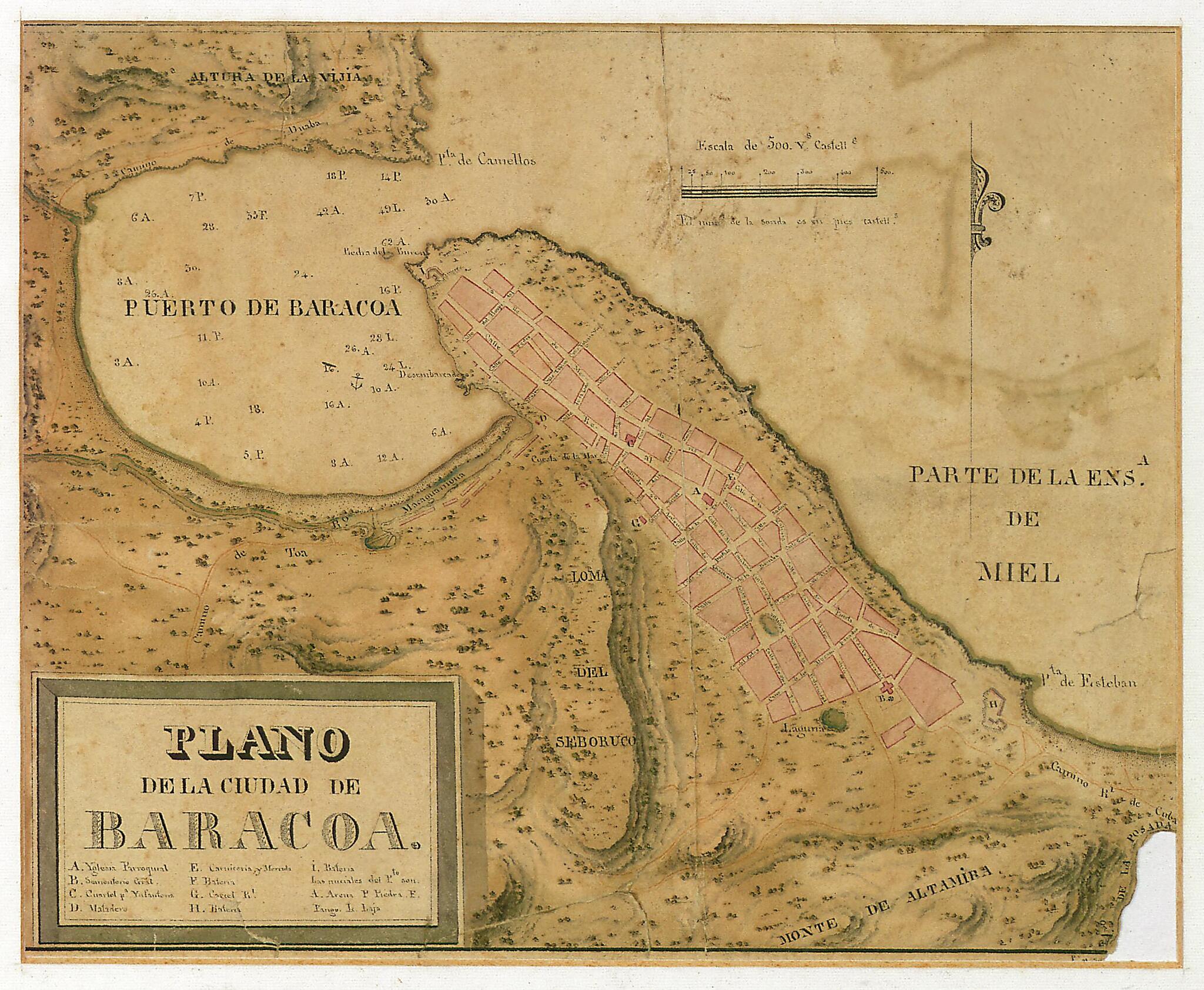 This old map of Map of the City of Baracoa. (Plano De La Ciudad De Baracoa) from 1831 was created by Felipe Bauzá, Spain. Navy. Directorate of Hydrography in 1831