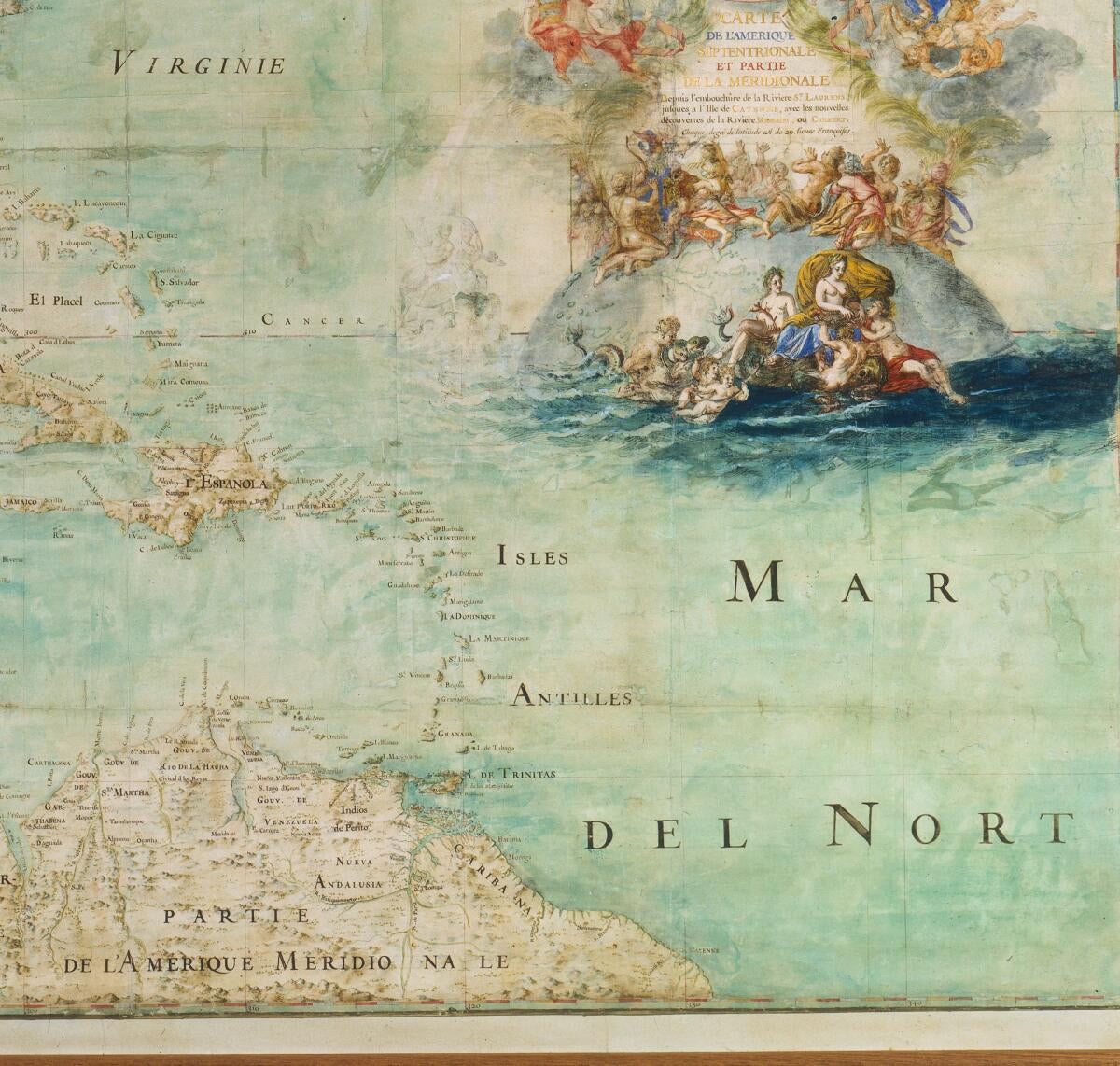 This old map of Map of Northern America and Part of Southern America from the Mouth of the Saint Lawrence River to Cayenne Island With the New Discoveries of the Mississippi River Or Colbert River. (Carte De L&