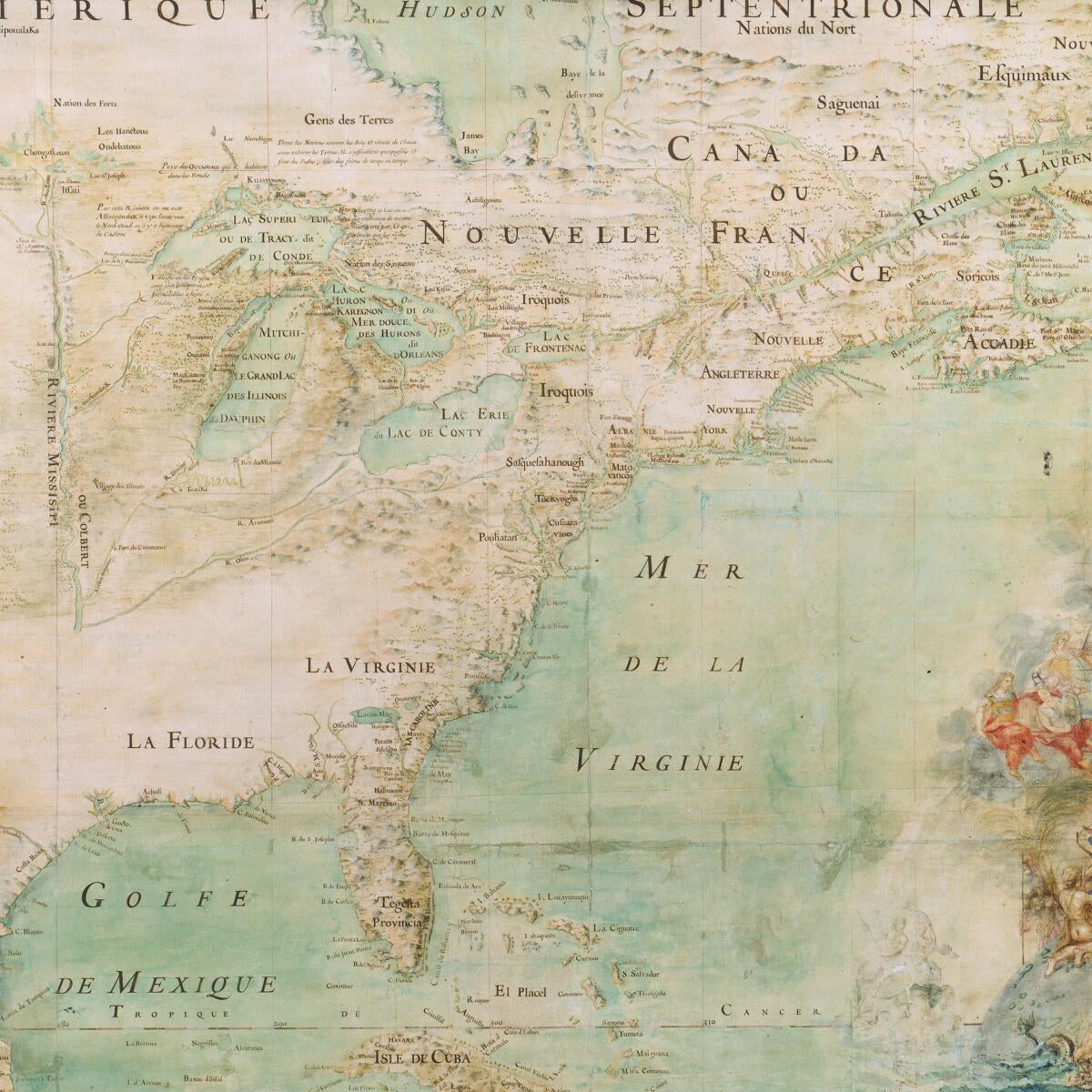 This old map of Map of Northern America and Part of Southern America from the Mouth of the Saint Lawrence River to Cayenne Island With the New Discoveries of the Mississippi River Or Colbert River. (Carte De L&