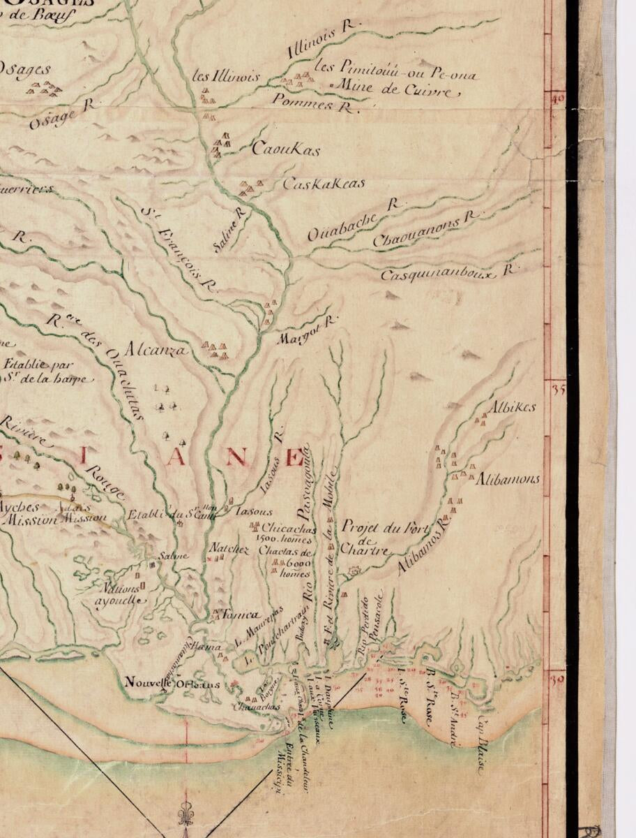 This old map of Map of Louisiana, View of New Orleans. (Orléans) from 1720 was created by De Beauvilliers,  Baptiste in 1720