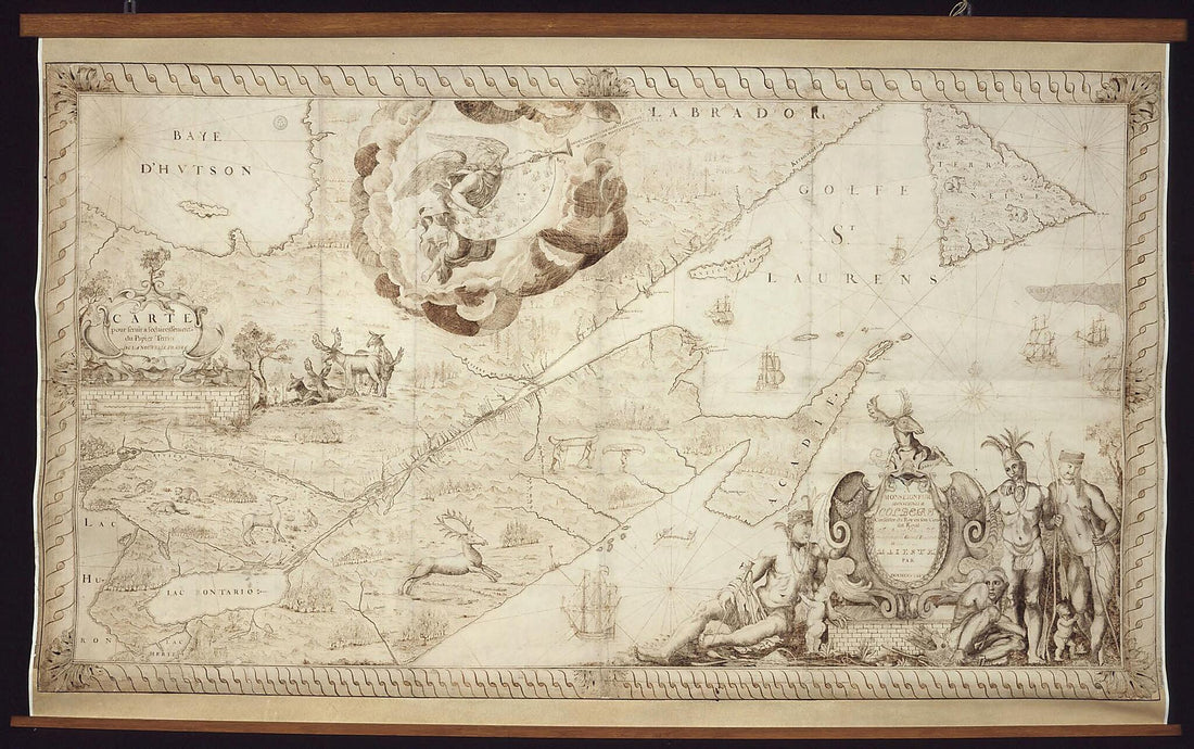 This old map of Map for the Clarification of Land Titles In New France, from 1678. (France) was created by Baptiste in 1678