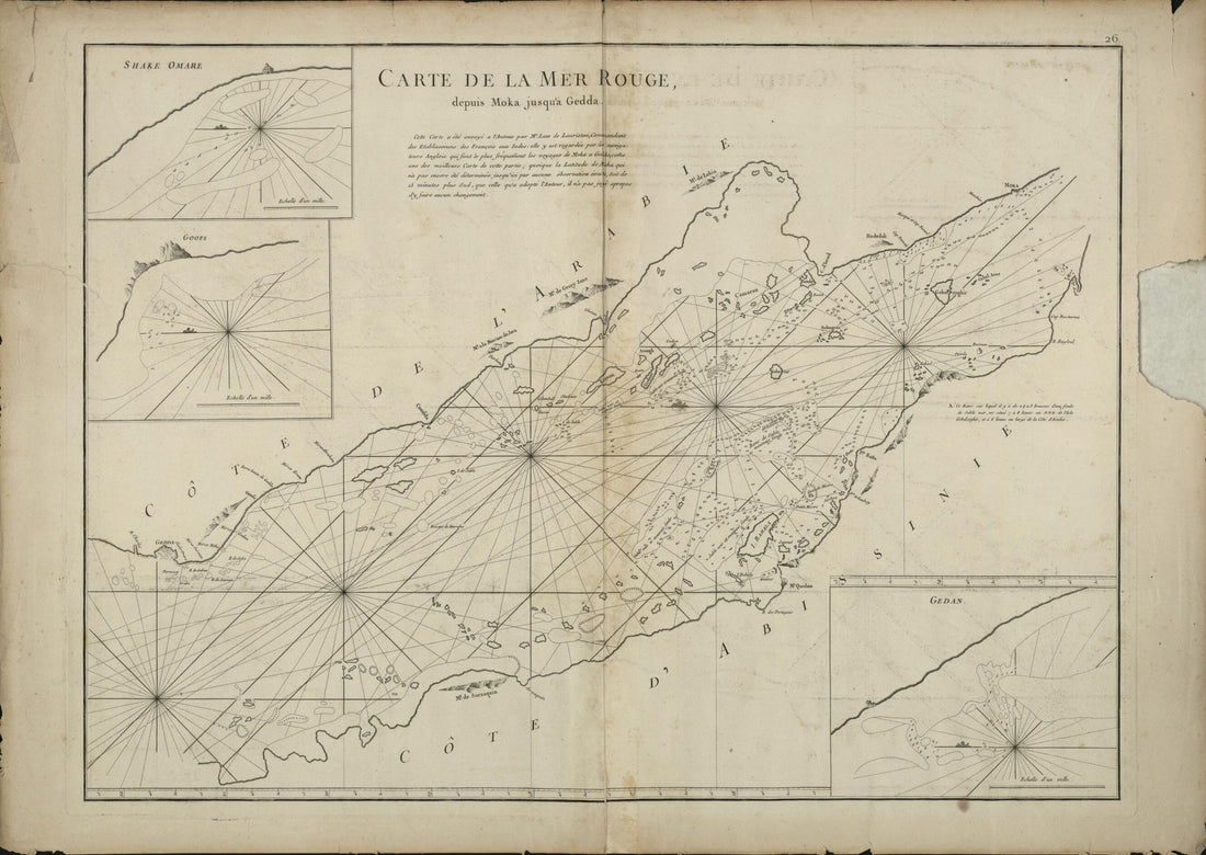 This old map of Map of the Red Sea from Mocha to Jeddah. (Carte De La Mer Rouge Depuis Moka Jusqu&