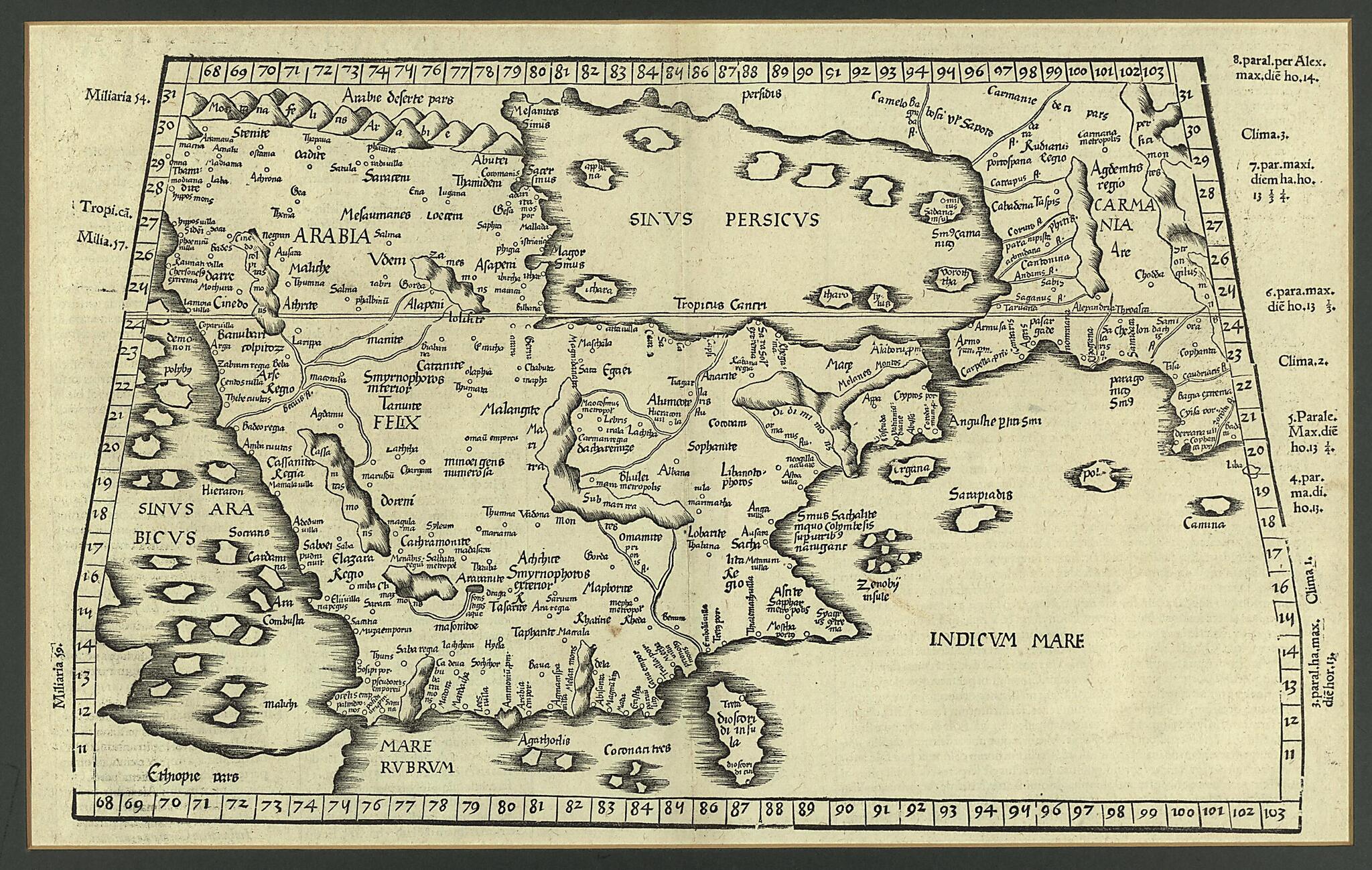 This old map of Sixth Map of Asia. (Tabula VI Asiae) from 1525 was created by Willibald Pirckheimer, 2nd Century Ptolemy, Joannes Regiomontanus in 1525