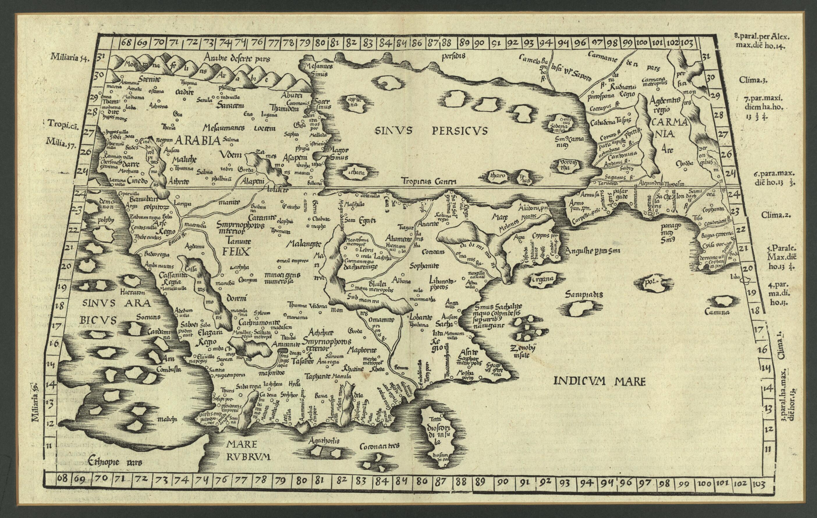 This old map of Sixth Map of Asia. (Tabula VI Asiae) from 1525 was created by Willibald Pirckheimer, 2nd Century Ptolemy, Joannes Regiomontanus in 1525