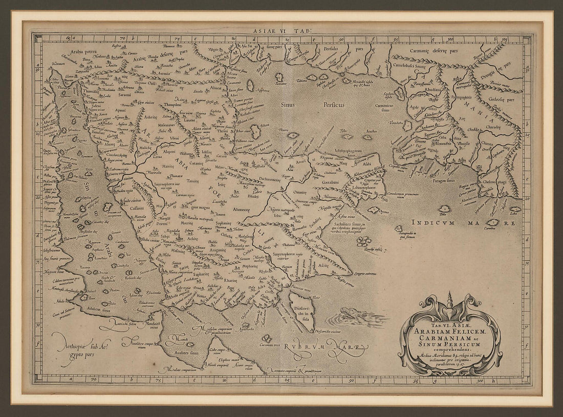 This old map of Sixth Map of Asia, Including Arabia Felix, Carmania, and the Arabian Gulf. (Tab. VI : Asiæ, Arabiam Felicem, Carmaniam Ac Sinum Persicum) from 1578 was created by Gerhard Mercator, 2nd Century Ptolemy in 1578