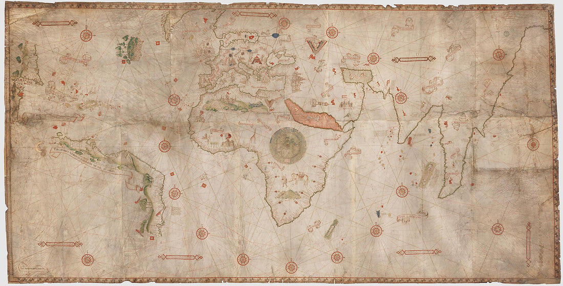 This old map of Nautical Planisphere from 1504 was created by Nicolo DI Caverio in 1504