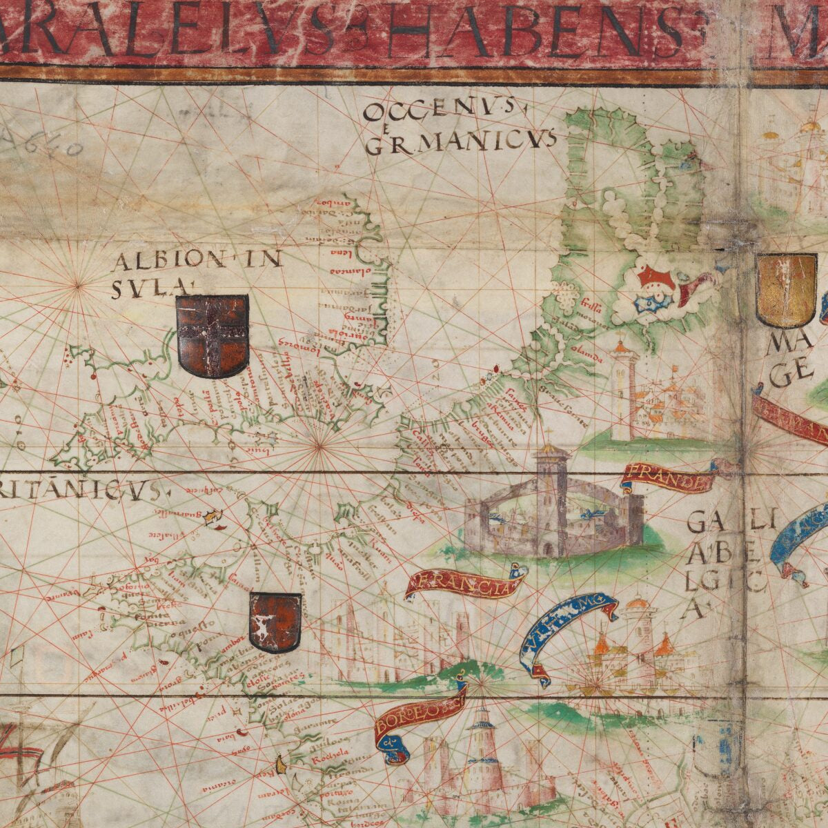 This old map of Nautical Atlas of the World, Folio 6 Verso, the Mediterranean Sea from 1519 was created by António De Holanda, Lopo Homem, King of Portugal Manuel I, Jorge Reinel, Pedro Reinel in 1519