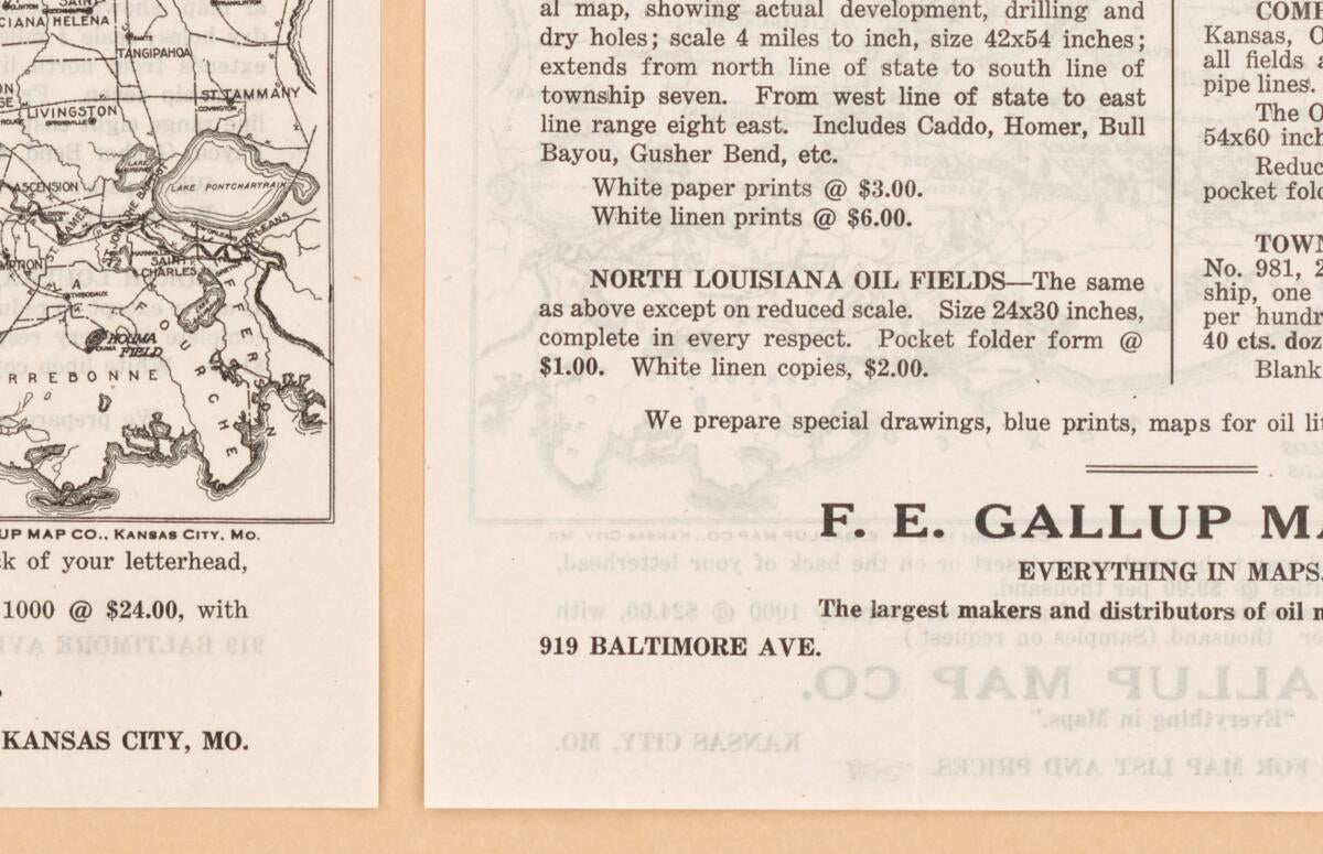 This old map of Map of Louisiana Oil Fields from 1919 was created by  F. E. Gallup Map Co in 1919