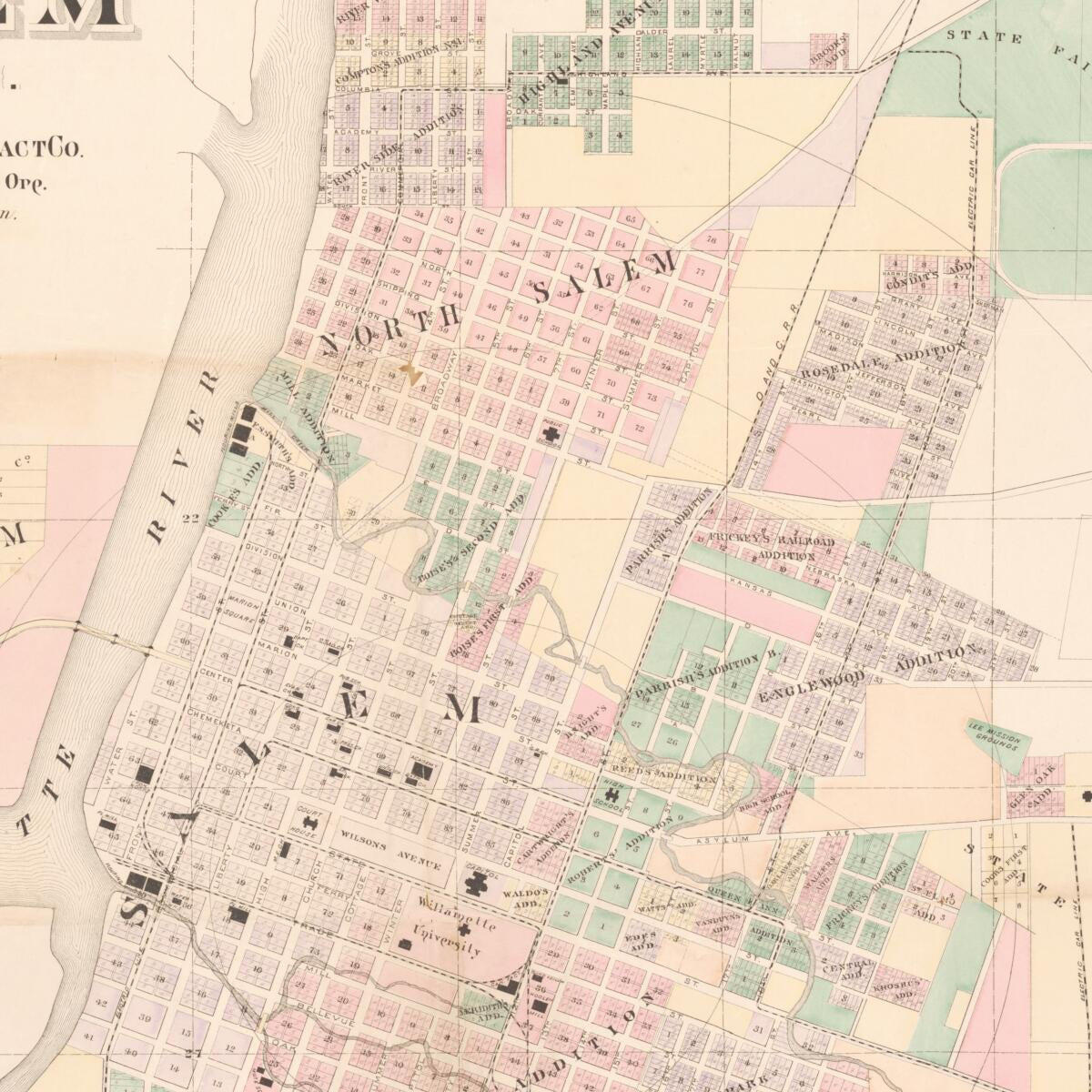 This old map of Map of Salem Oregon from 1892 was created by  Union Title Abstract Co in 1892