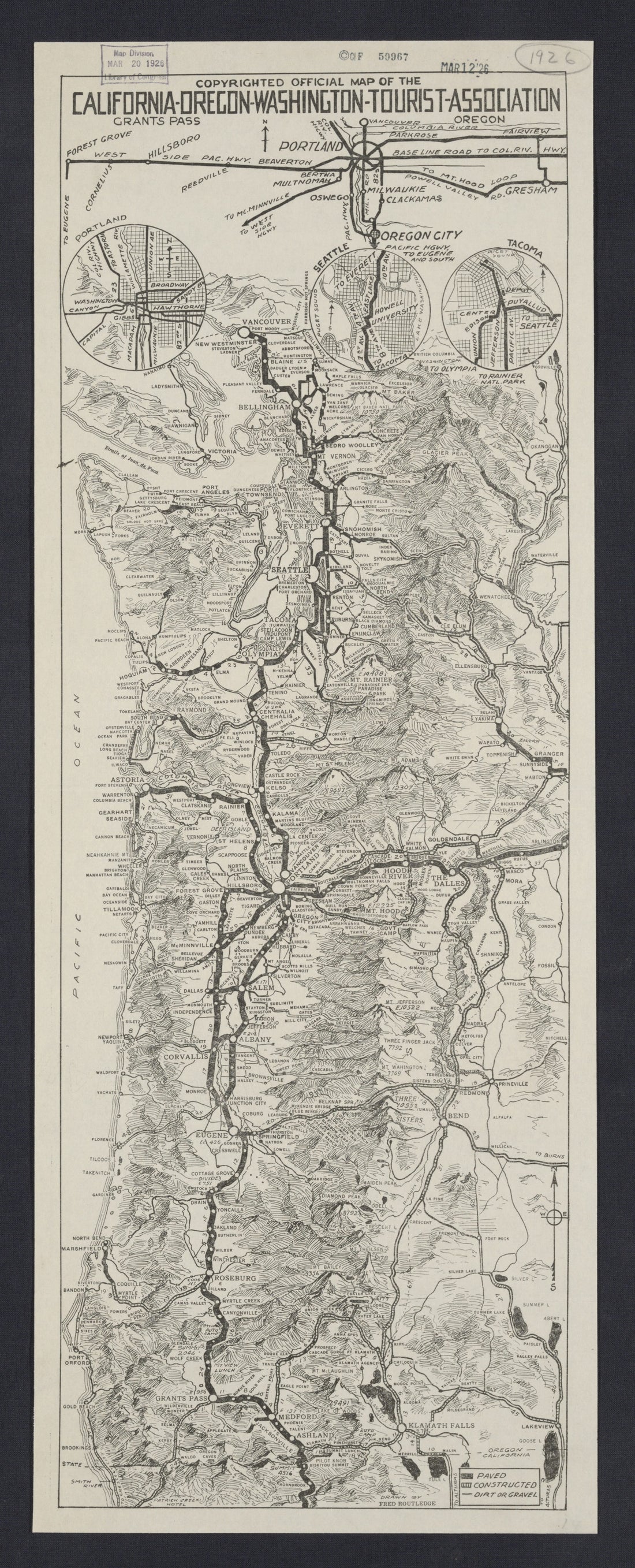This hand drawn illustration (map) of -drawer 77, -roads in from 1926-1927 was created by in 1926