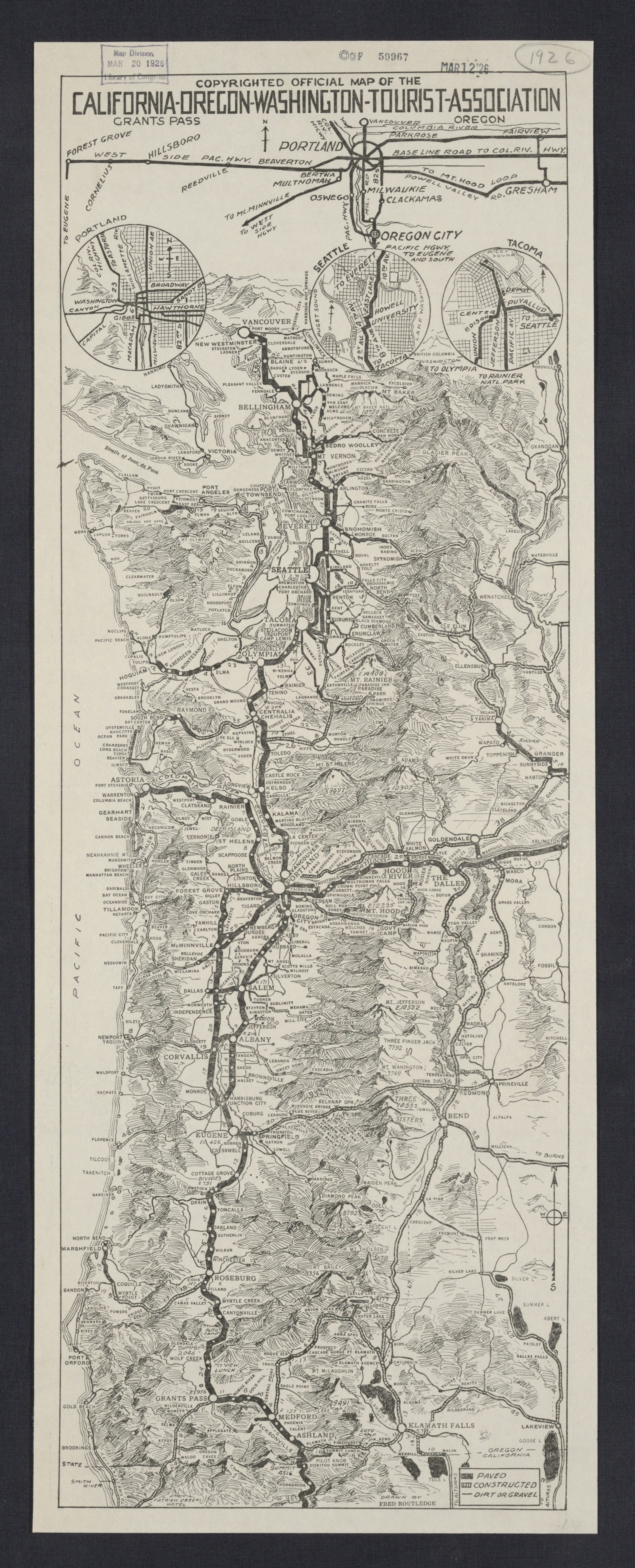 This hand drawn illustration (map) of -drawer 77, -roads in from 1926-1927 was created by in 1926