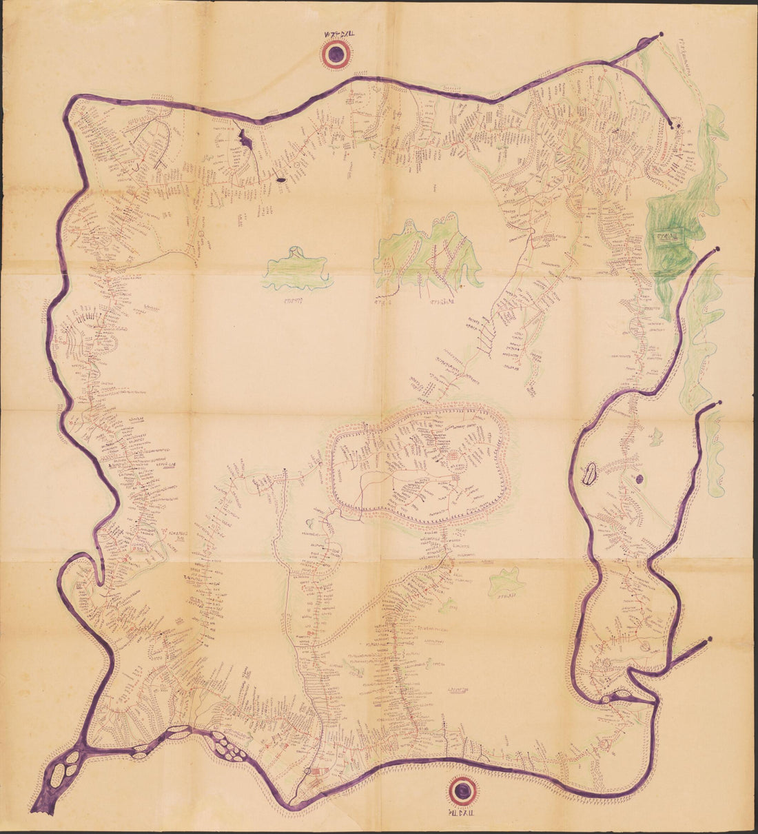 This old map of Bamum (Map of the Kingdom of Bamum) from 1912 was created by Njoya in 1912